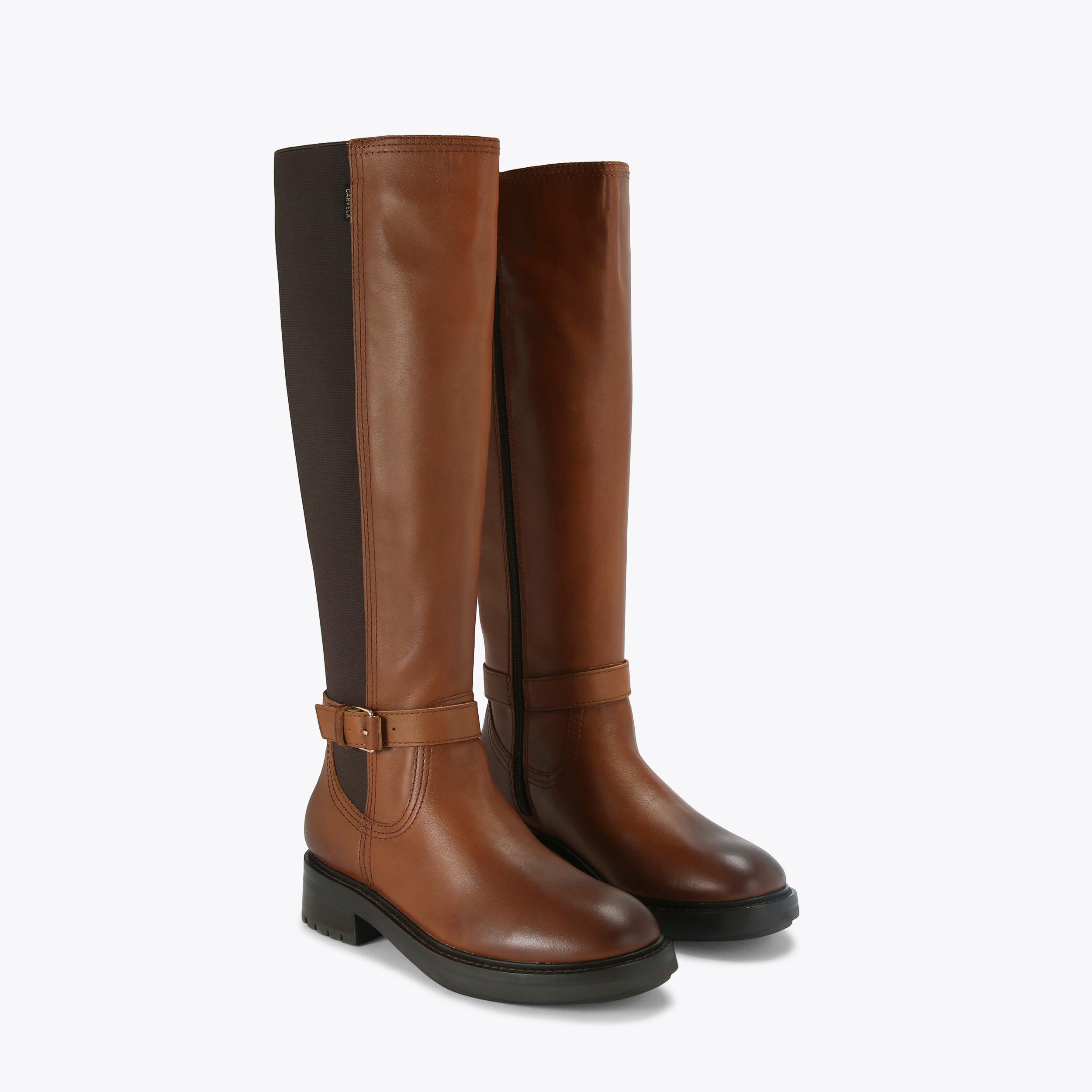 MARGOT HIGH Tan Leather Boots by CARVELA COMFORT