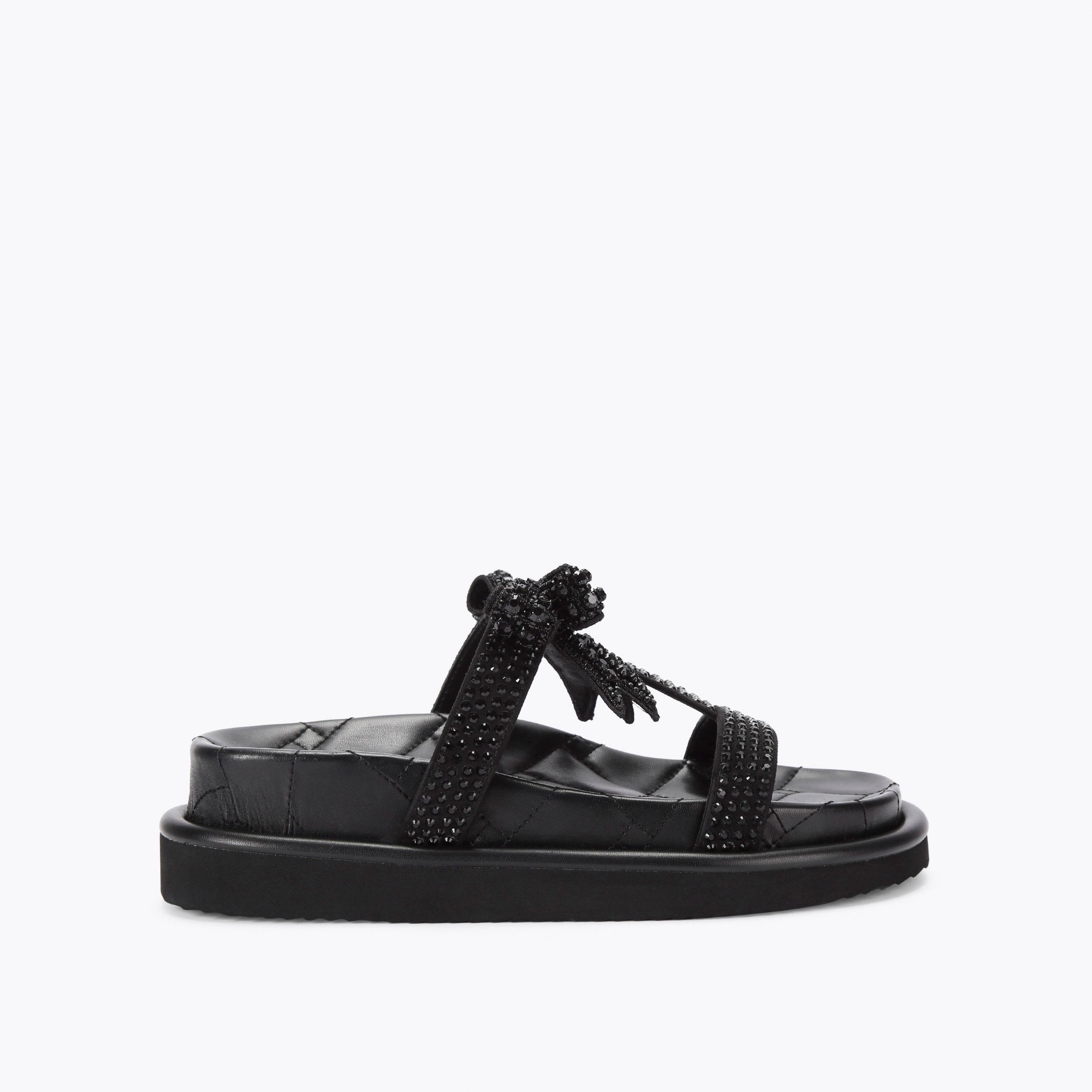 ORSON CRYSTAL DRENCH BOW Black Fabric Sandal by KURT GEIGER LONDON