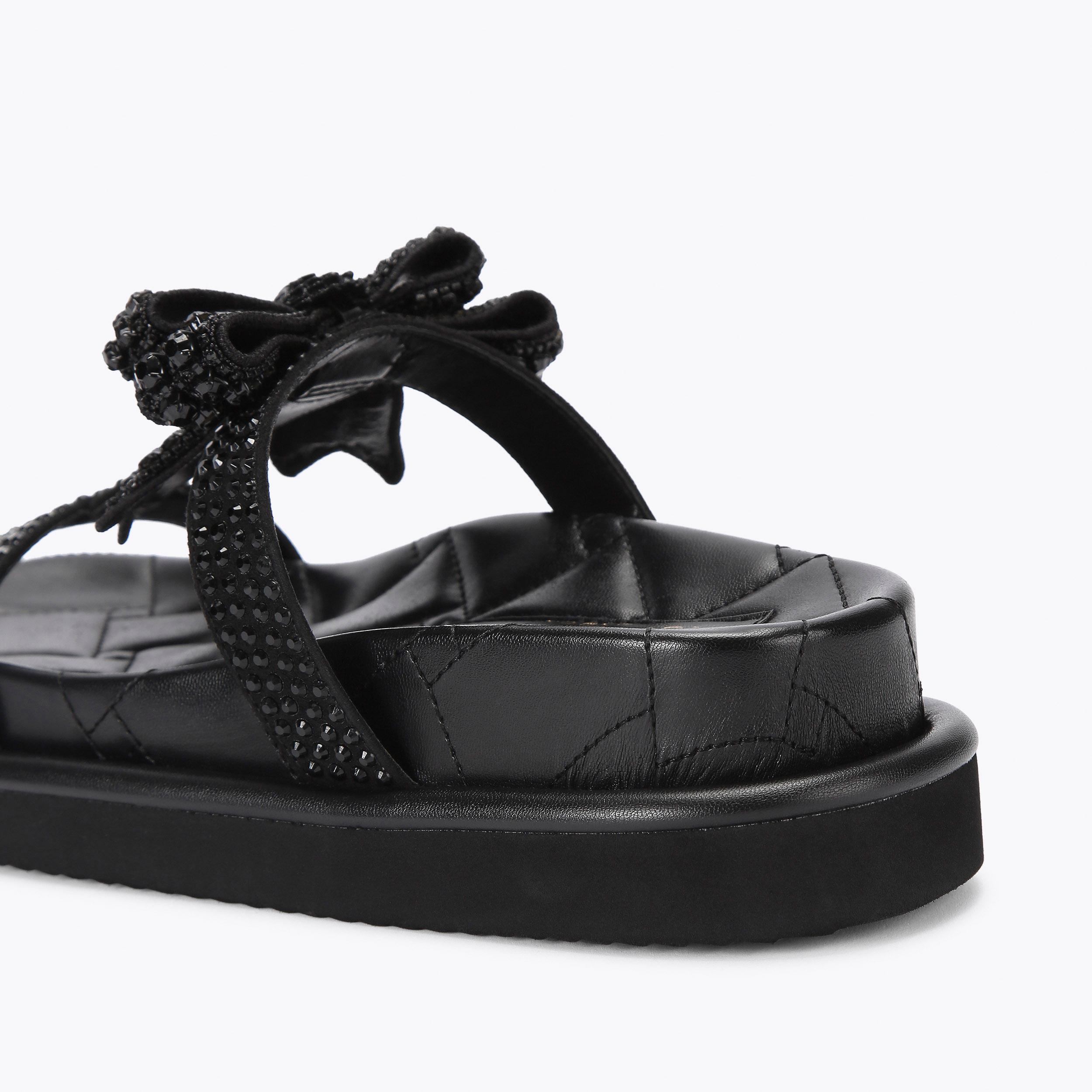 ORSON CRYSTAL DRENCH BOW Black Fabric Sandal by KURT GEIGER LONDON