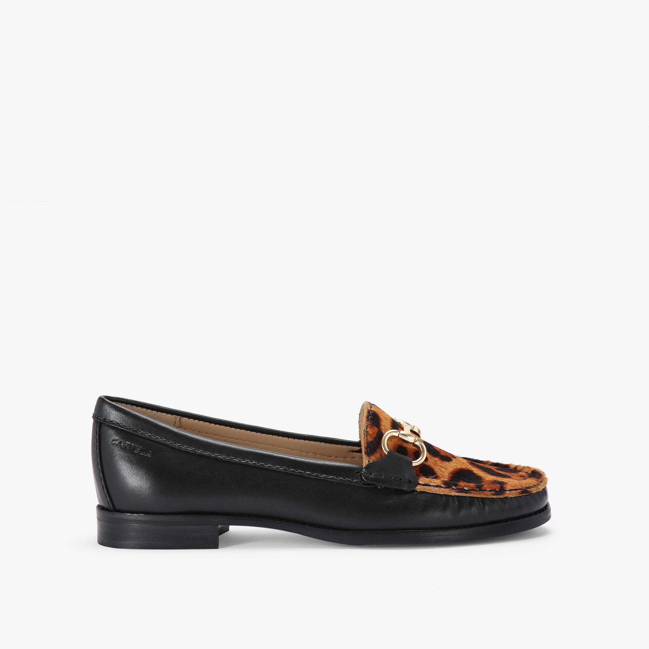 Black and leopard print hot sale loafers