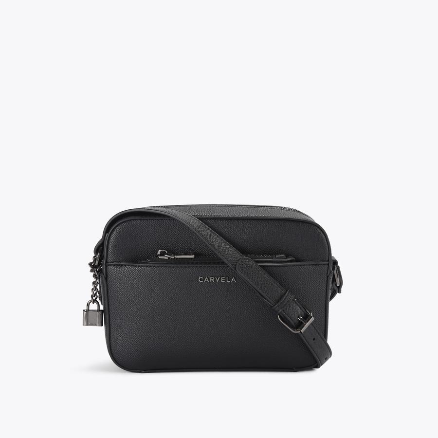 LATTE CAMERA BAG Black Cross Body Bag by CARVELA