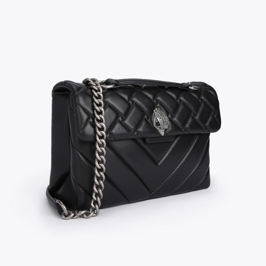 LEATHER KENSINGTON X BAG Black Quilted Leather Kensington Bag by KURT GEIGER LONDON