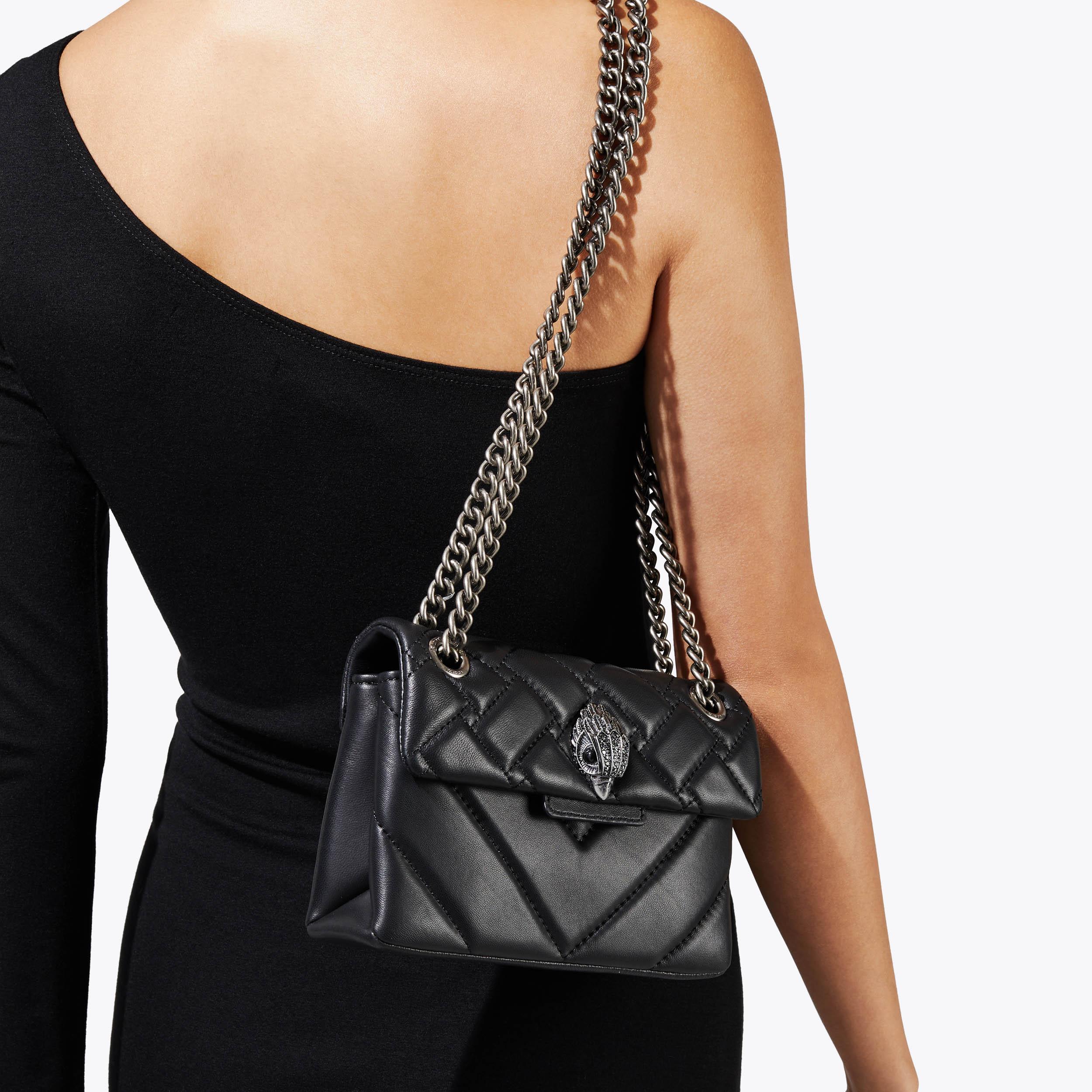 MINI KENSINGTON X BAG Black Quilted Leather Mini Bag by KURT GEIGER LONDON