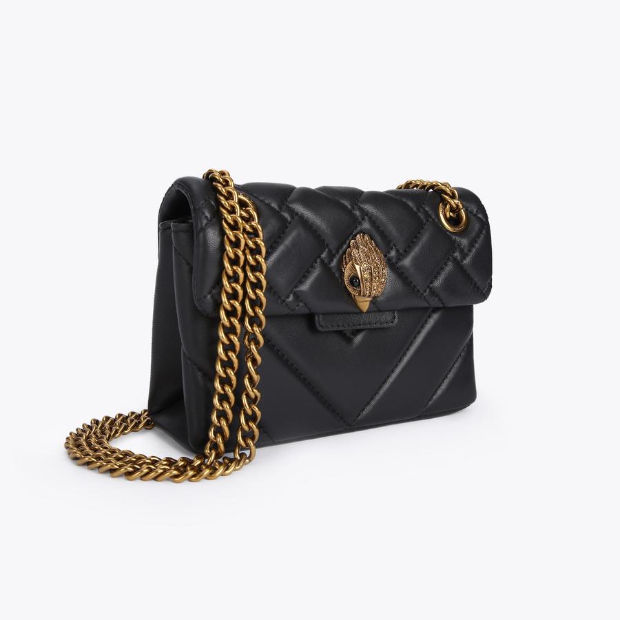 MINI KENSINGTON X BAG Black Quilted Leather Mini Bag by KURT GEIGER LONDON