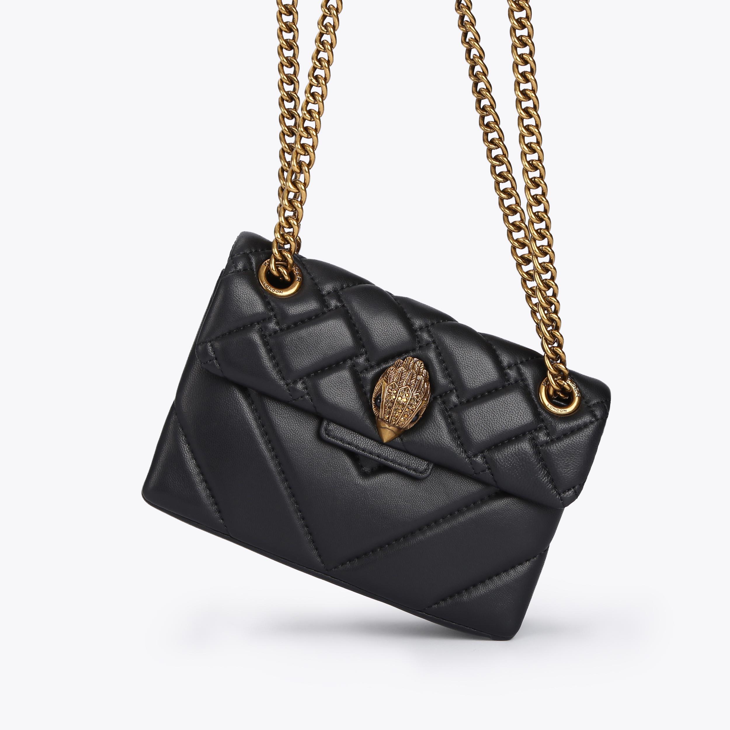 MINI KENSINGTON X BAG Black Quilted Leather Mini Bag by KURT GEIGER LONDON