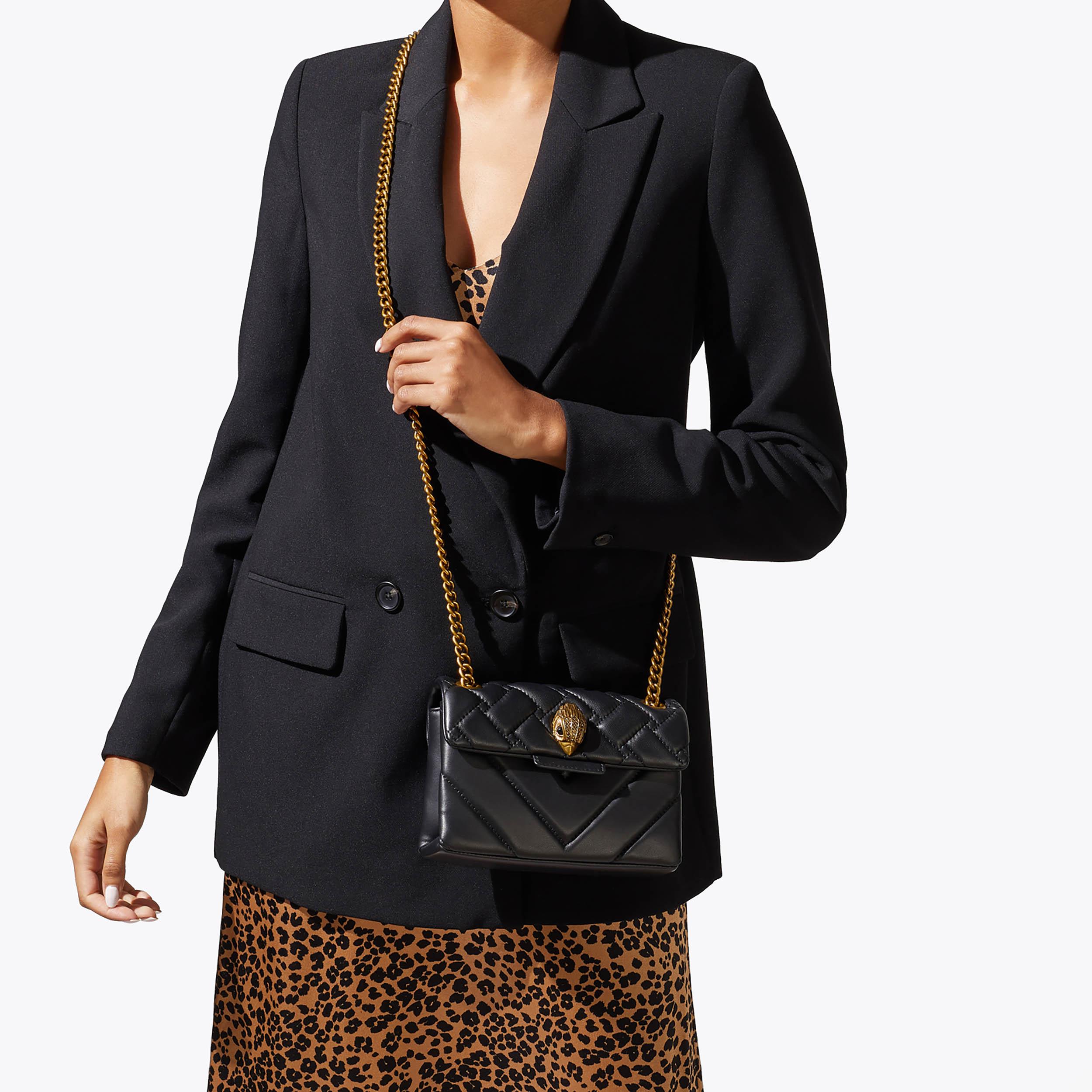 MINI KENSINGTON X BAG Black Quilted Leather Mini Bag by KURT GEIGER LONDON