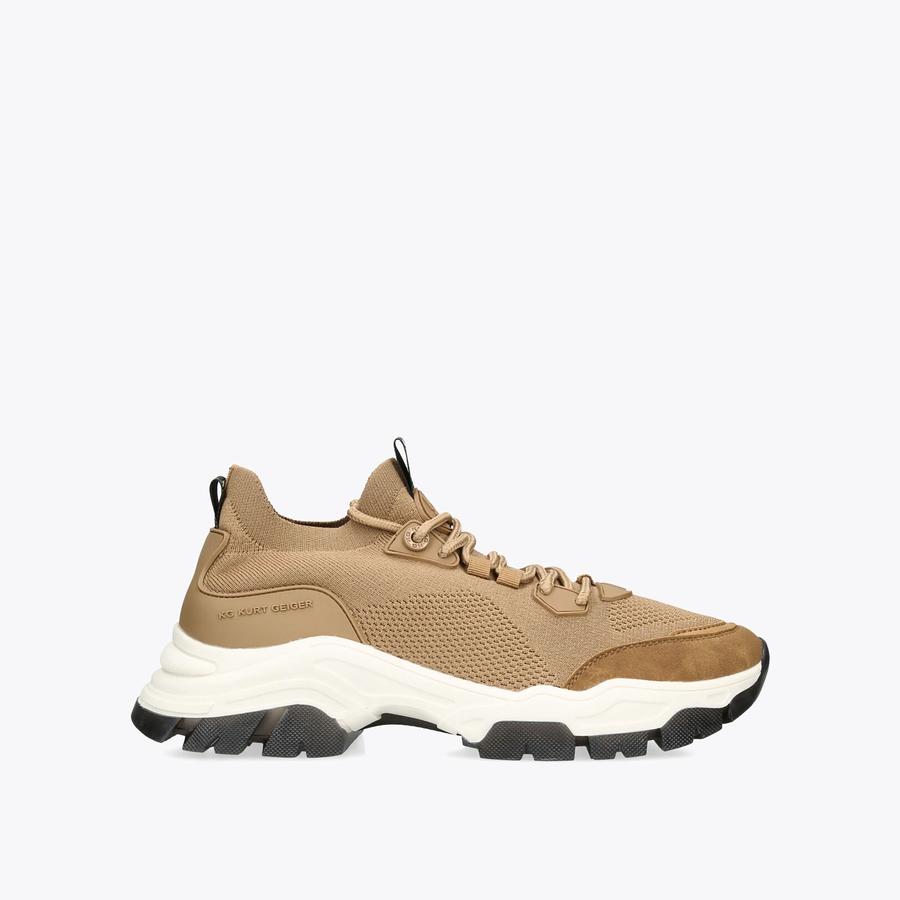 RAPID Tan Knitted Sneaker by KG KURT GEIGER