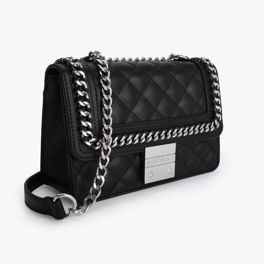 BAILEY QLTD CHN SHLDR BAG Black Quilted Chain Bag by CARVELA