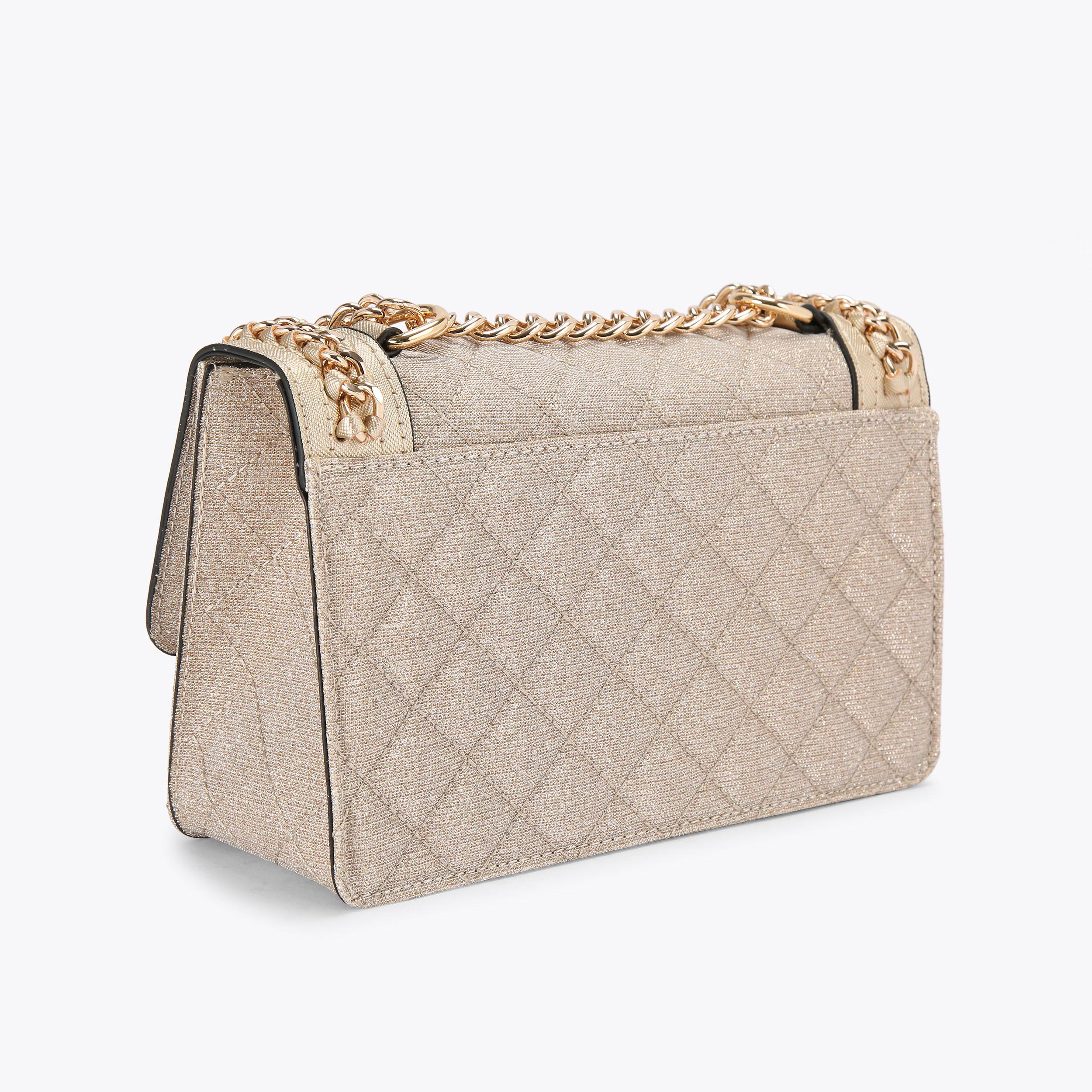 BAILEY QLTD CHN SHLDR BAG Gold Quilted Chain Bag by CARVELA