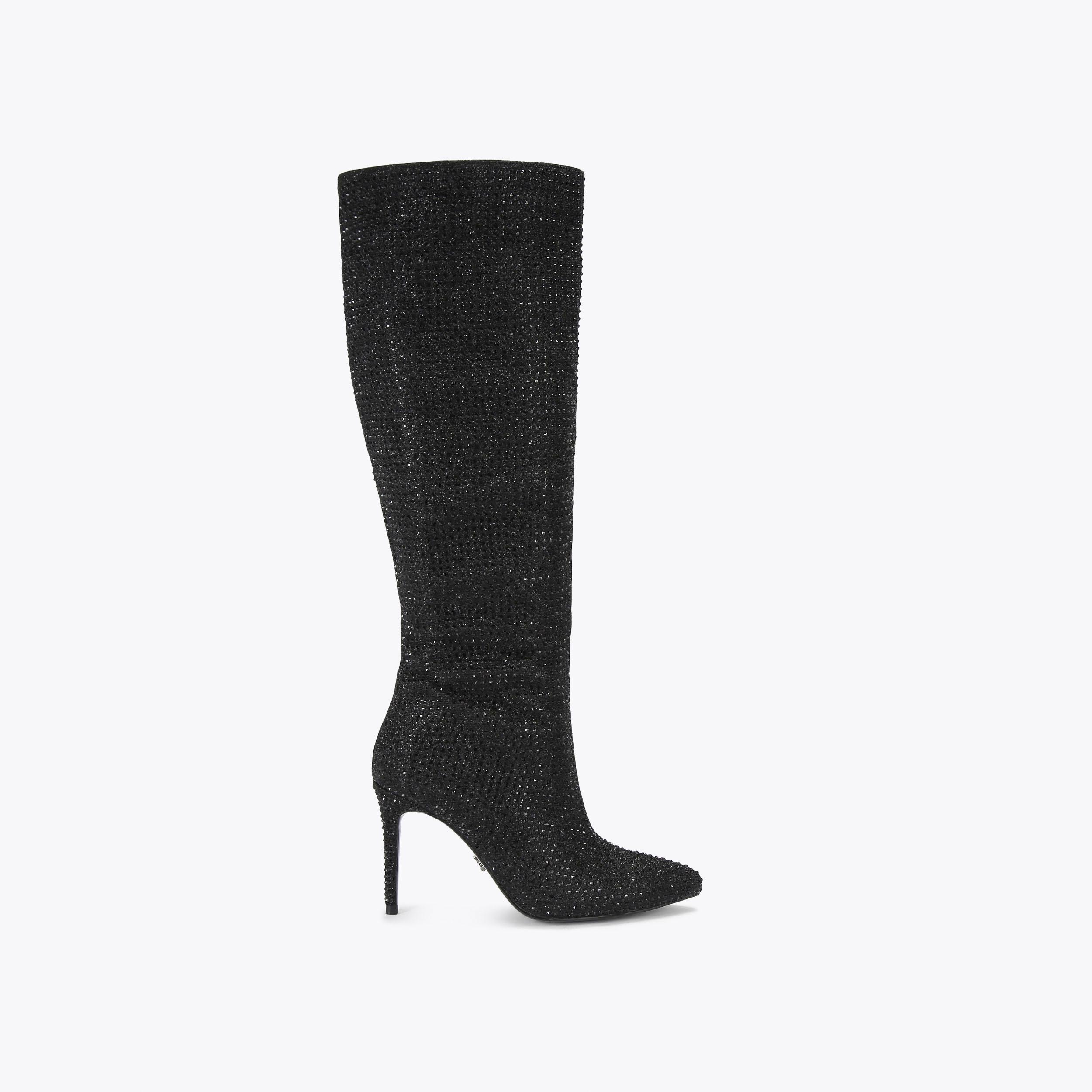 STORY Black Crystal Heeled Boots by KG KURT GEIGER