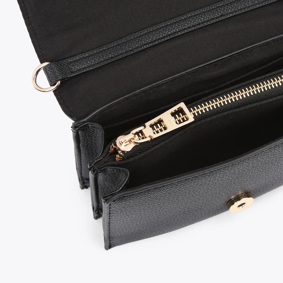 FRAME WALLET X BODY Black Textured Cross Body Wallet by CARVELA