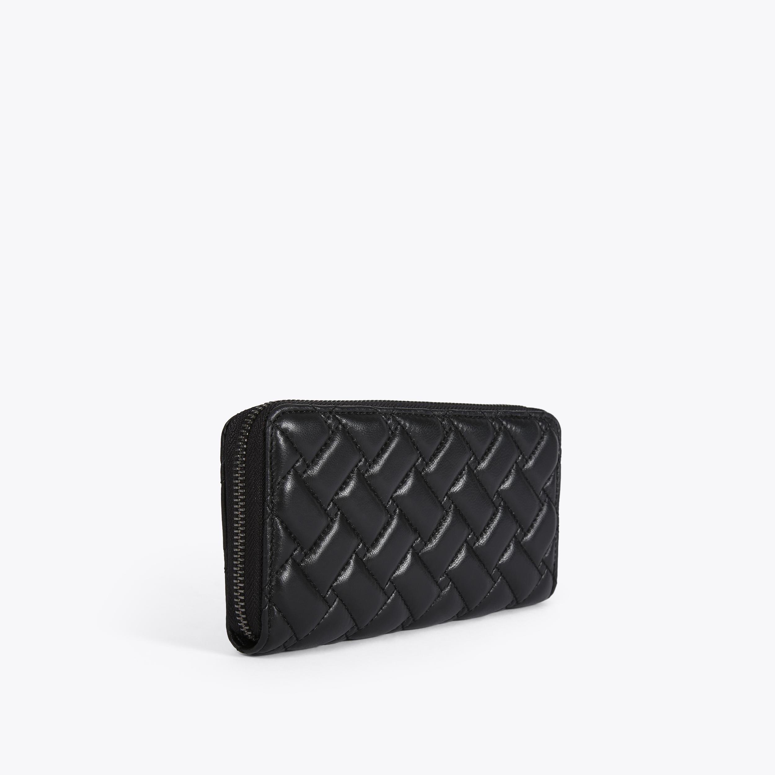 K ZIP AROUND WALLET EAGLE Black Leather Zip Around Wallet by