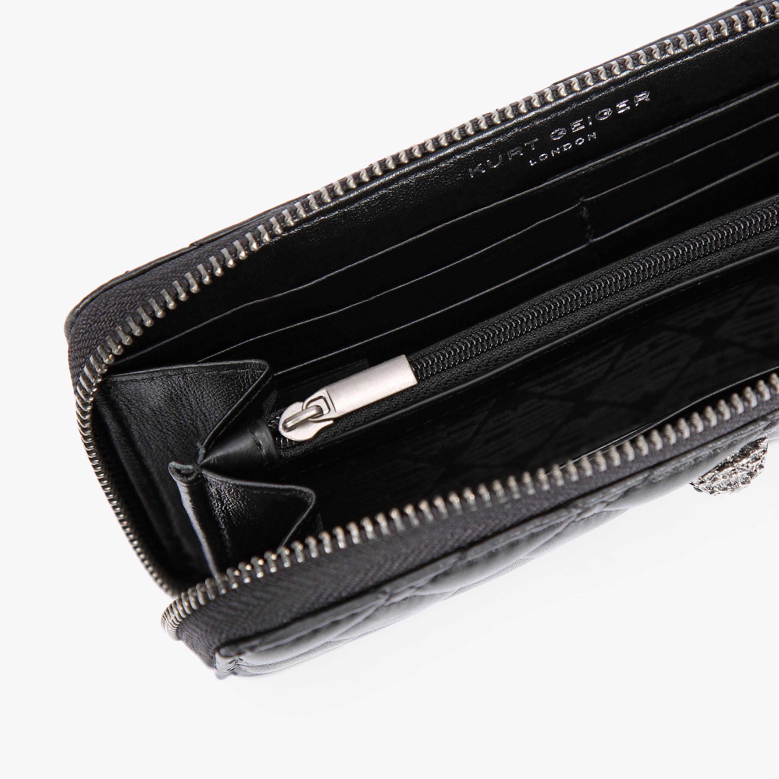 Black leather zip around purse cheap