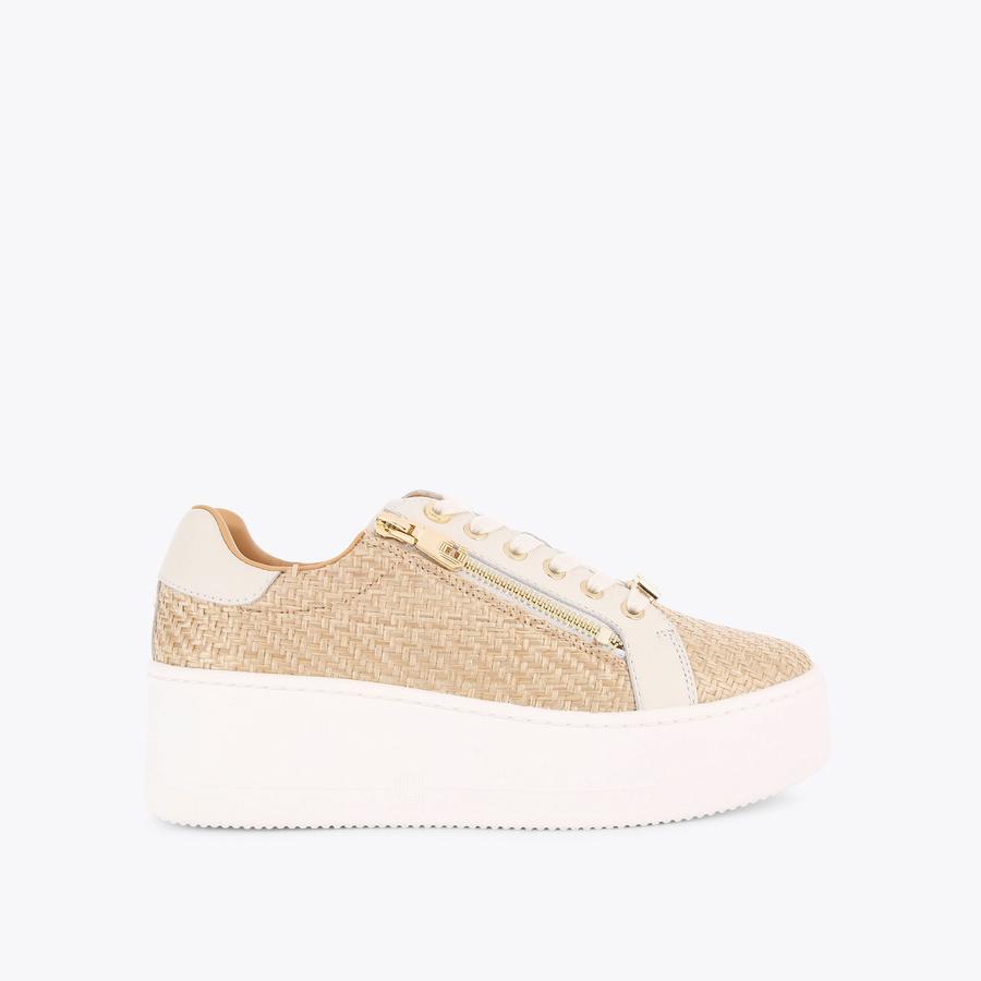 CONNECTED ZIP Raffia Trainers by CARVELA