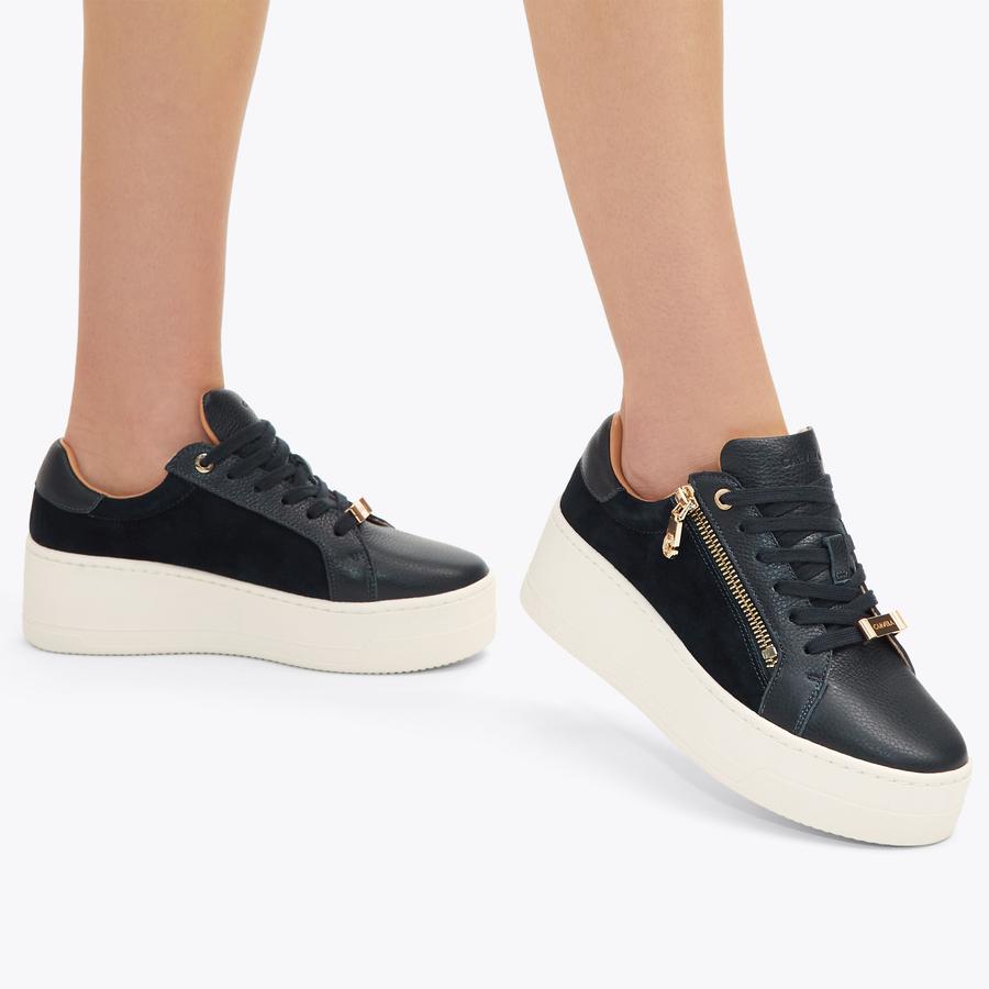 Navy carvela trainers online