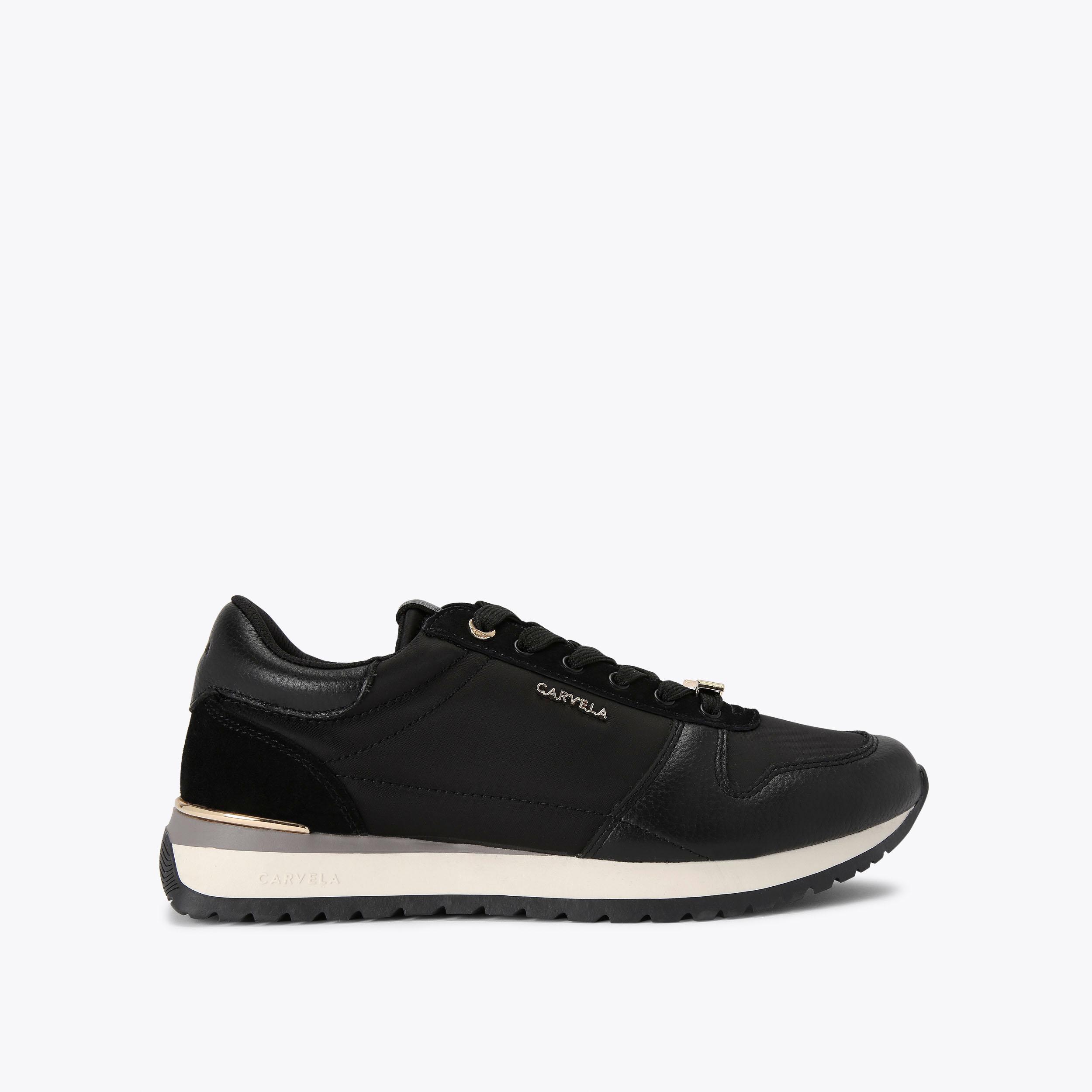 TRACK STAR Black Nylon Lace Up Trainer by CARVELA