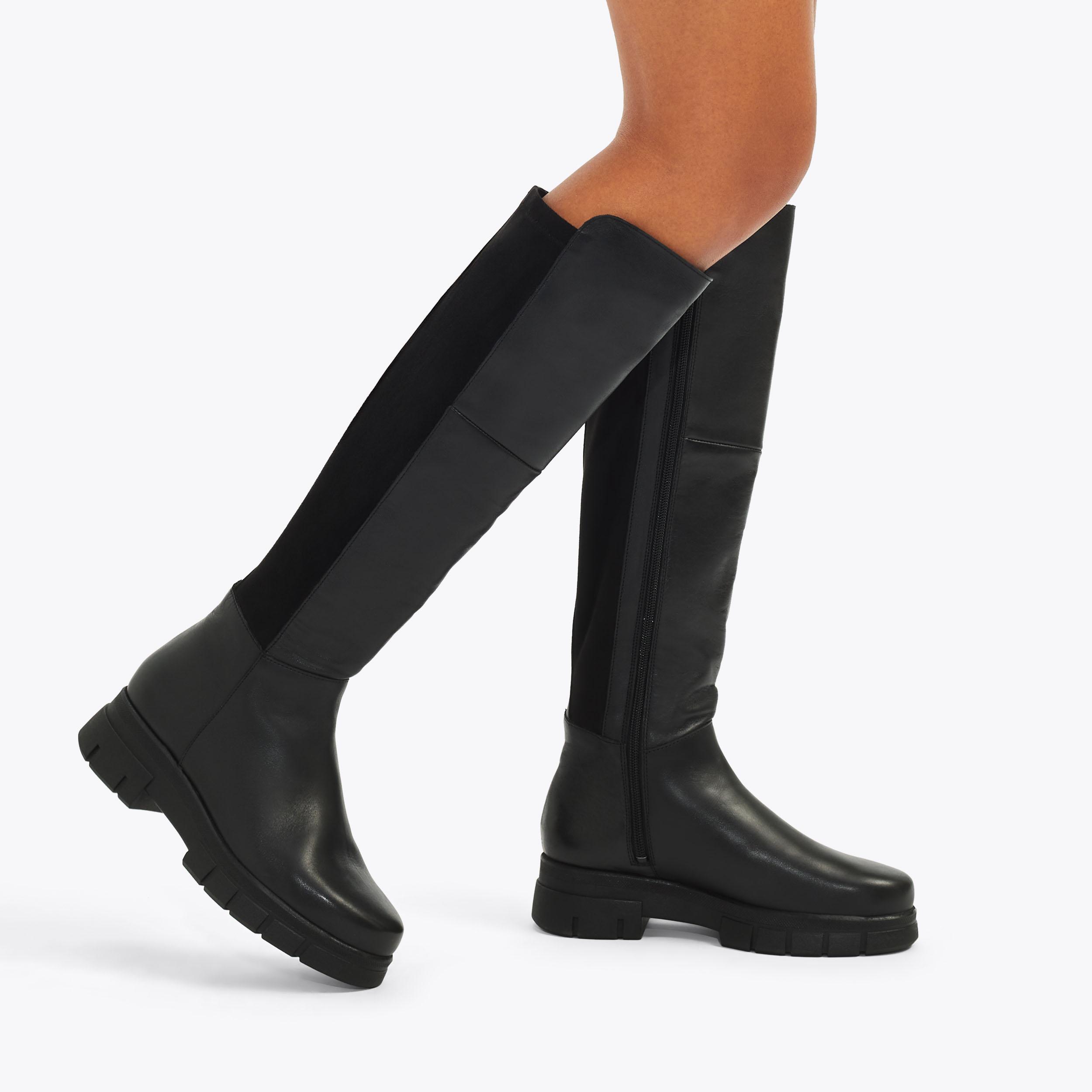 RUN KNEE HIGH 2 Black Leather Knee High Boots by CARVELA COMFORT