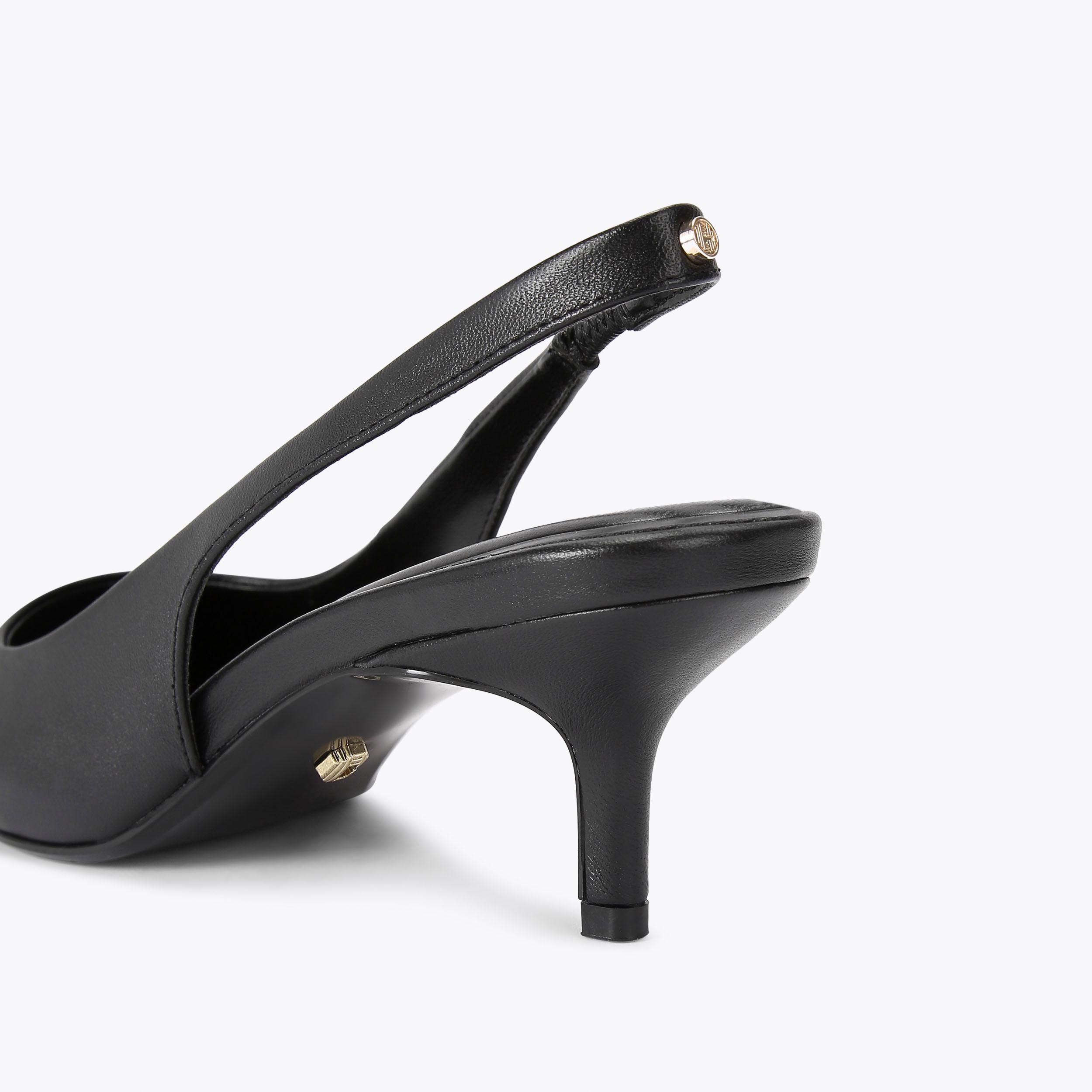 RIVA SLING Black Lather Slingback Heels by CARVELA