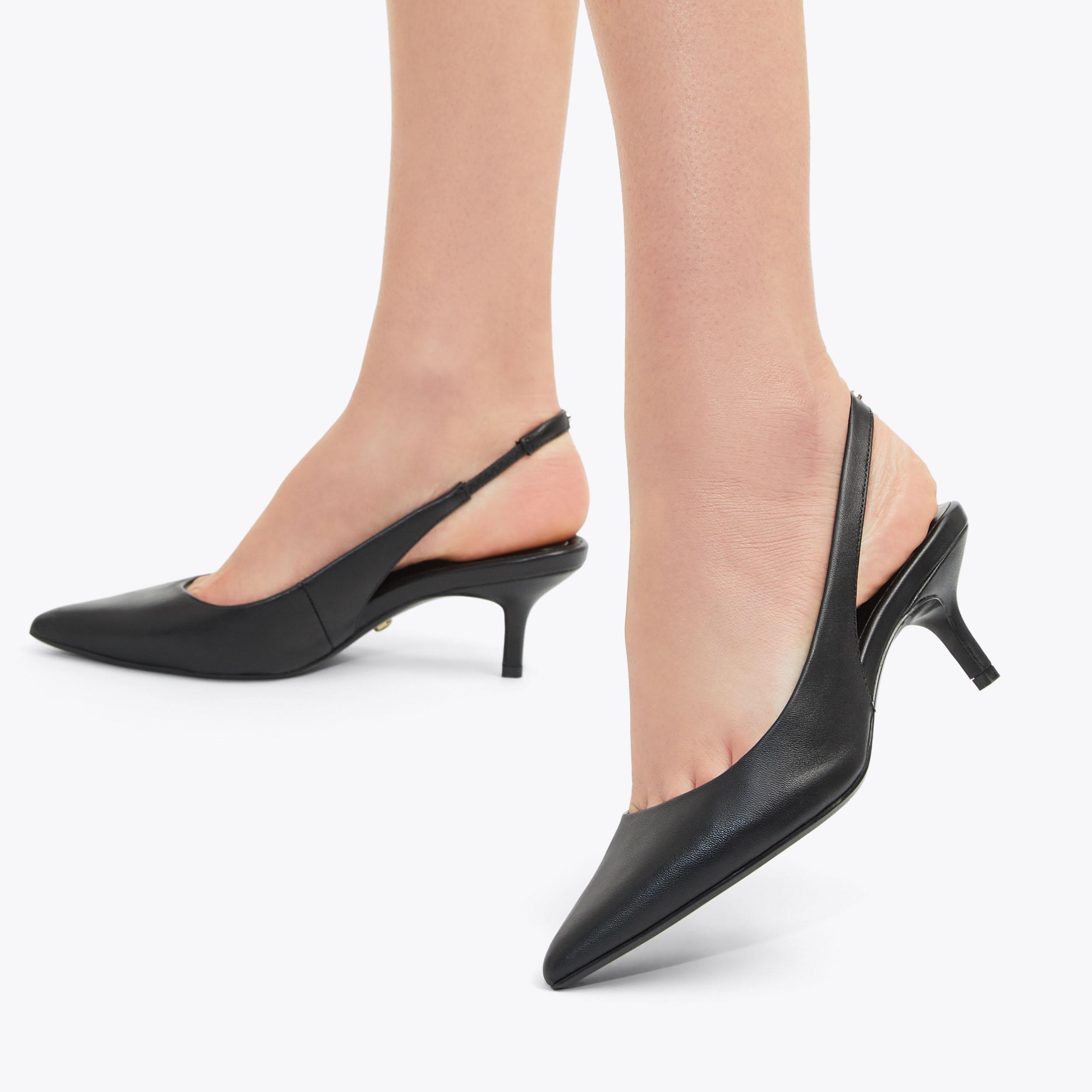 RIVA SLING Black Lather Slingback Heels by CARVELA