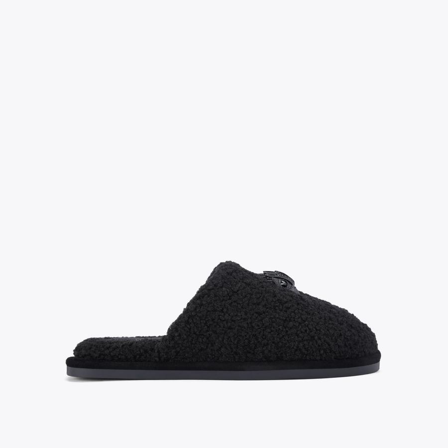 KENSINGTON SLIPPERS Black Fluffy Slippers by KURT GEIGER LONDON