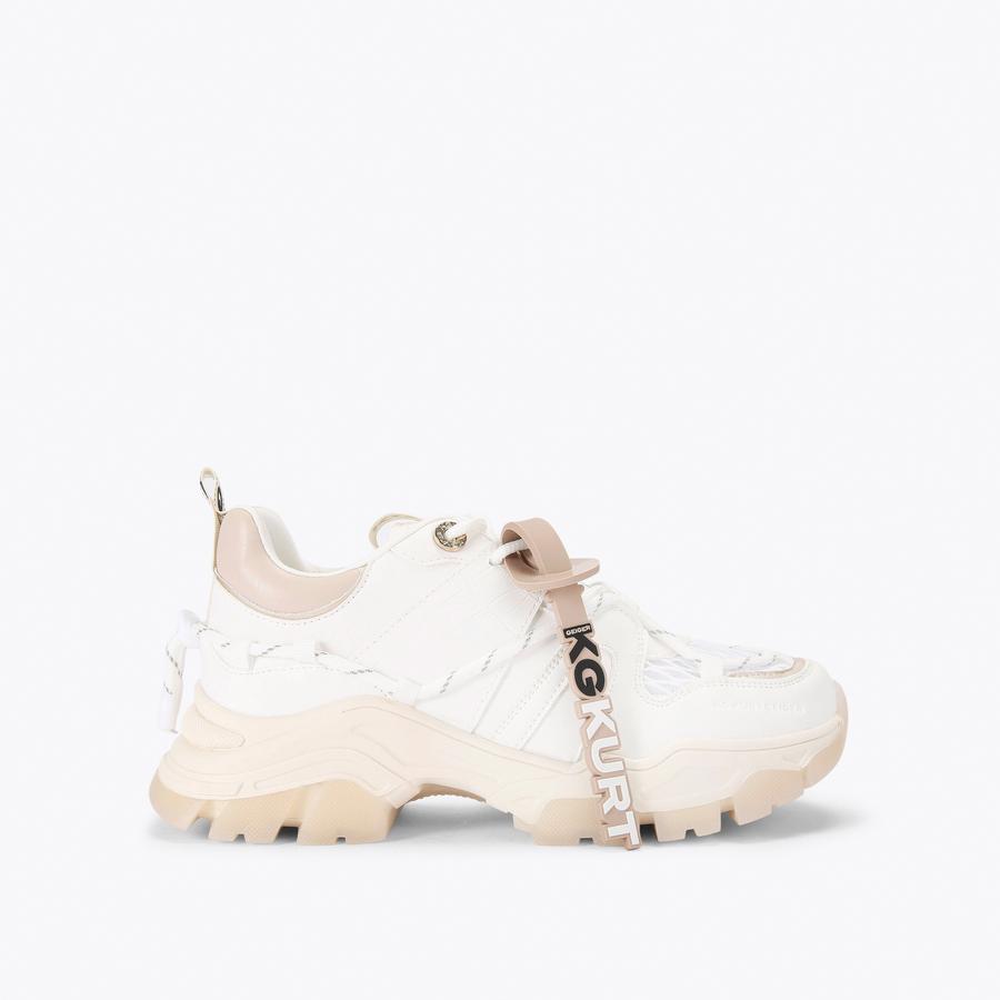LIMITLESS3 White Croc Embossed Sneakers by KG KURT GEIGER