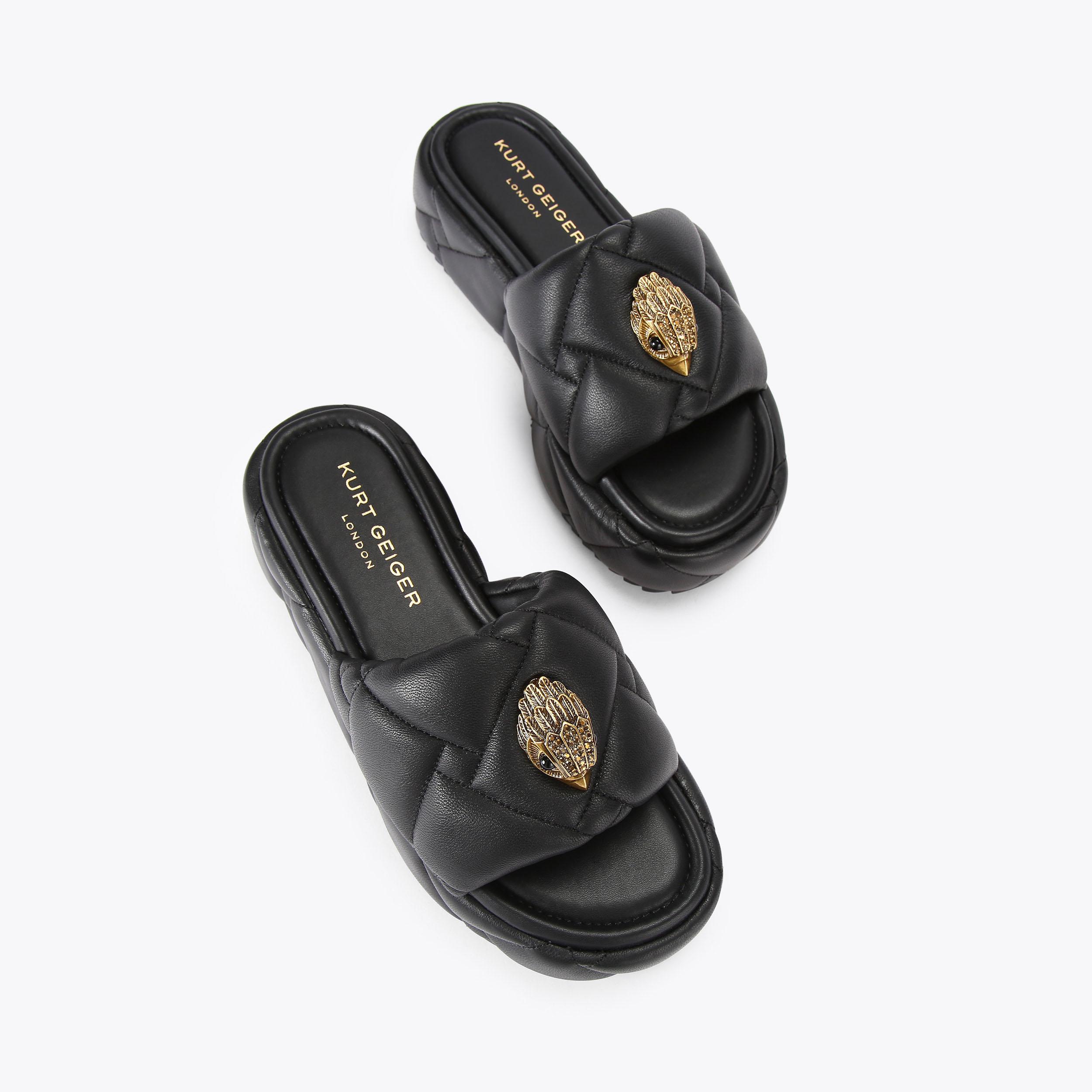 KENSINGTON PUFF FLATFORM Black Slip On Sandals by KURT GEIGER LONDON