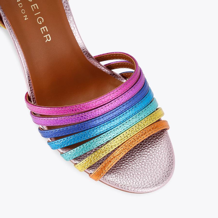 anju PIERRA BLOCK SANDAL Multi Rainbow Block Heel by KURT GEIGER