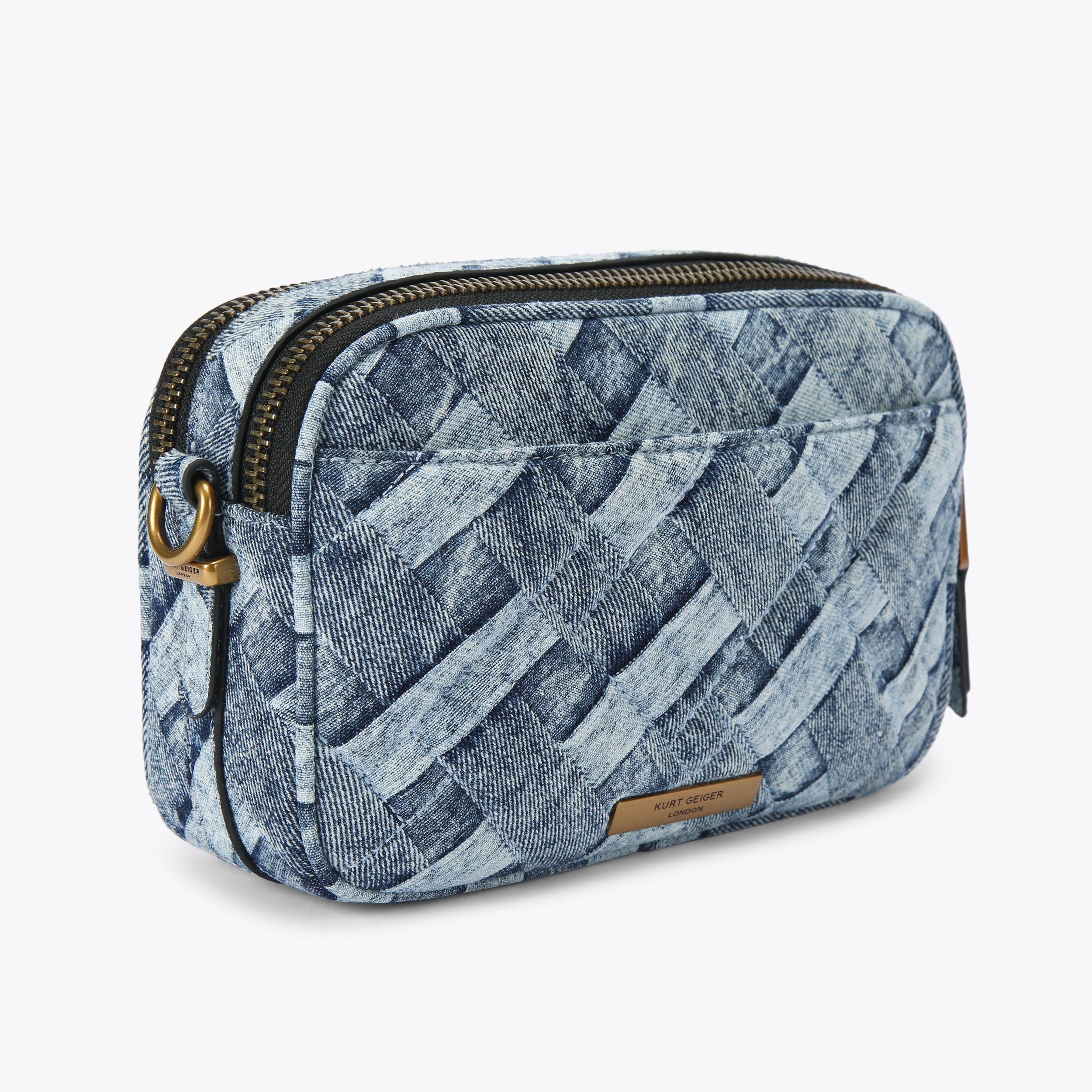 2ZIP KENSINGTON CAMERA Denim Weave Camera Bag by KURT GEIGER LONDON
