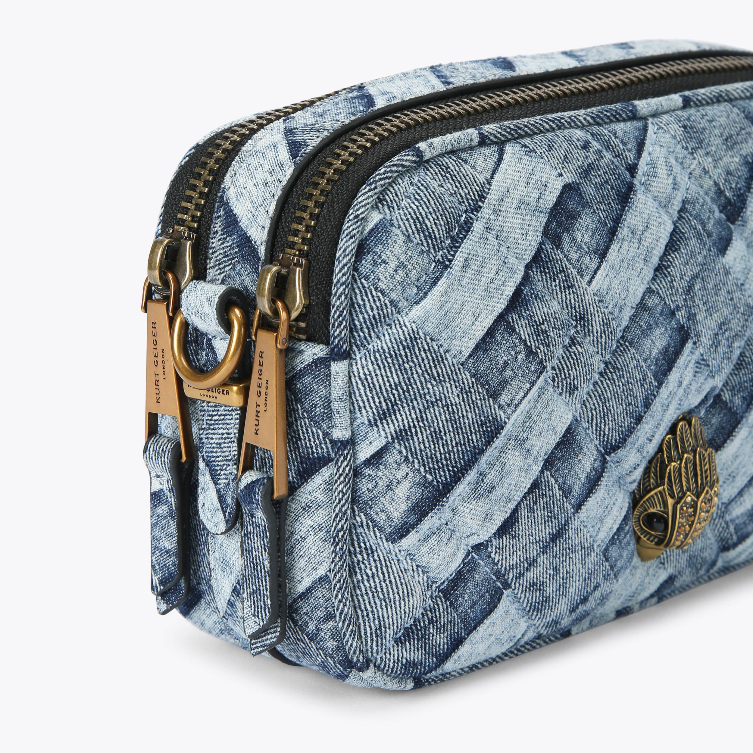 2ZIP KENSINGTON CAMERA Denim Weave Camera Bag by KURT GEIGER LONDON
