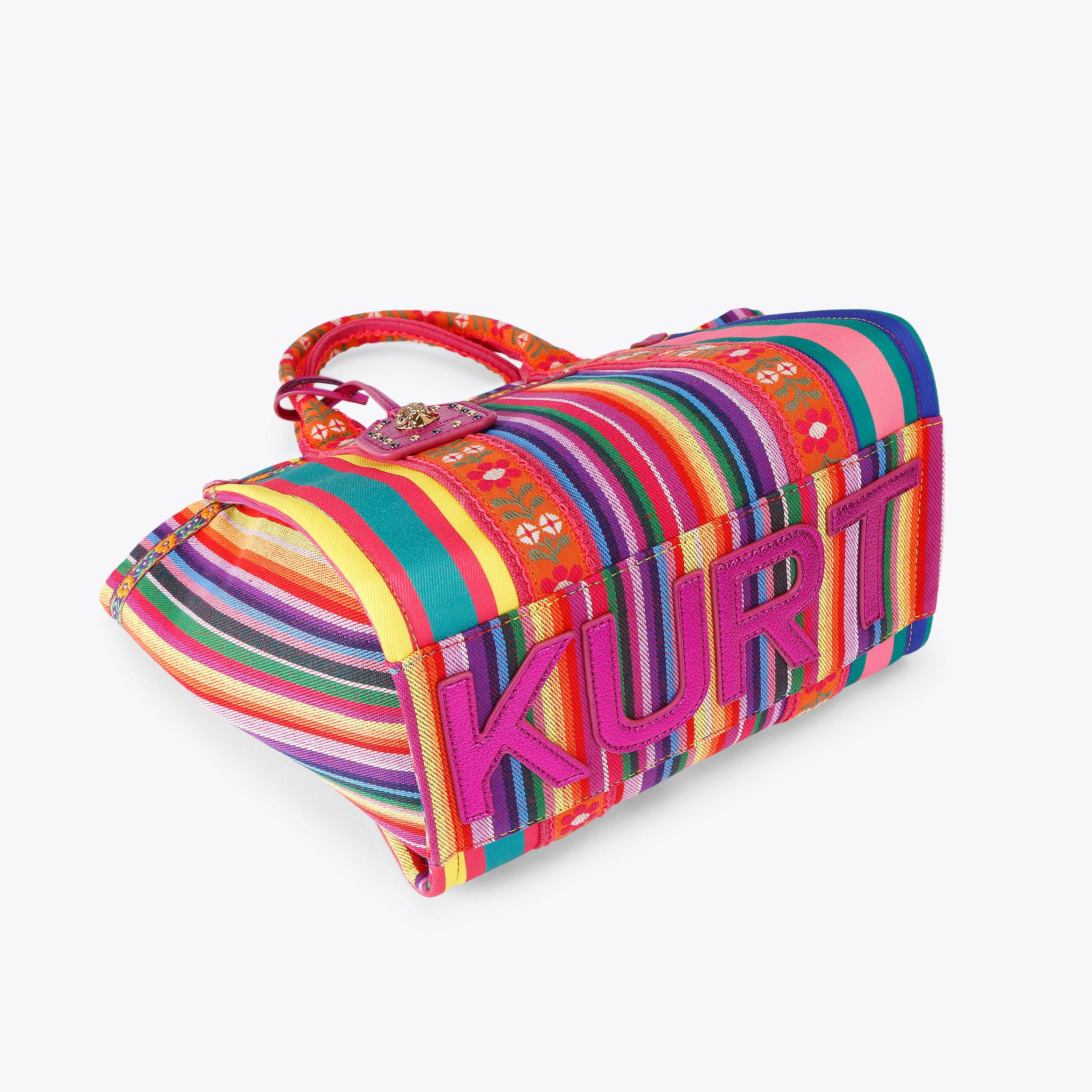 洋楽 ELIZABETH SOUTH   Dream With Me SOUTHBANK SM SHOPPER Rainbow Stripe Canvas Shopper Bag by