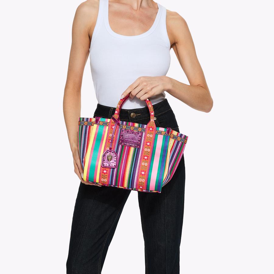 洋楽 ELIZABETH SOUTH   Dream With Me SOUTHBANK SM SHOPPER Rainbow Stripe Canvas Shopper Bag by