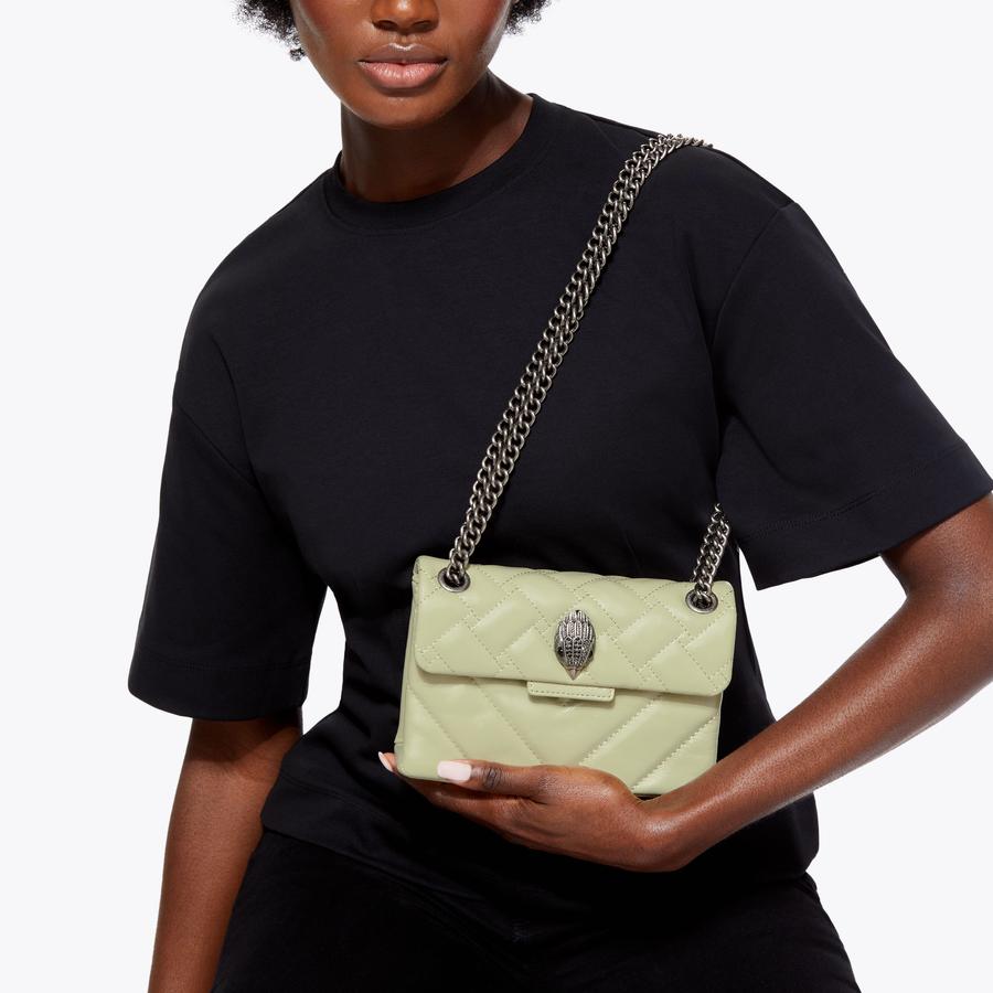LEATHER MINI KENSINGTON Pale Green Cross Body Bag by KURT GEIGER