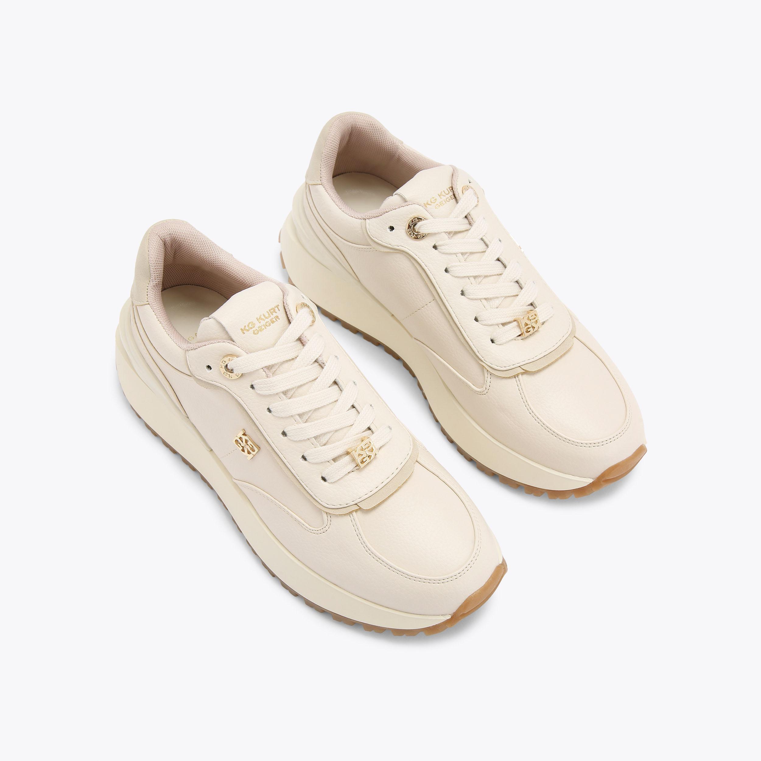 LOUISA Cream Lace Up Sneaker by KG KURT GEIGER