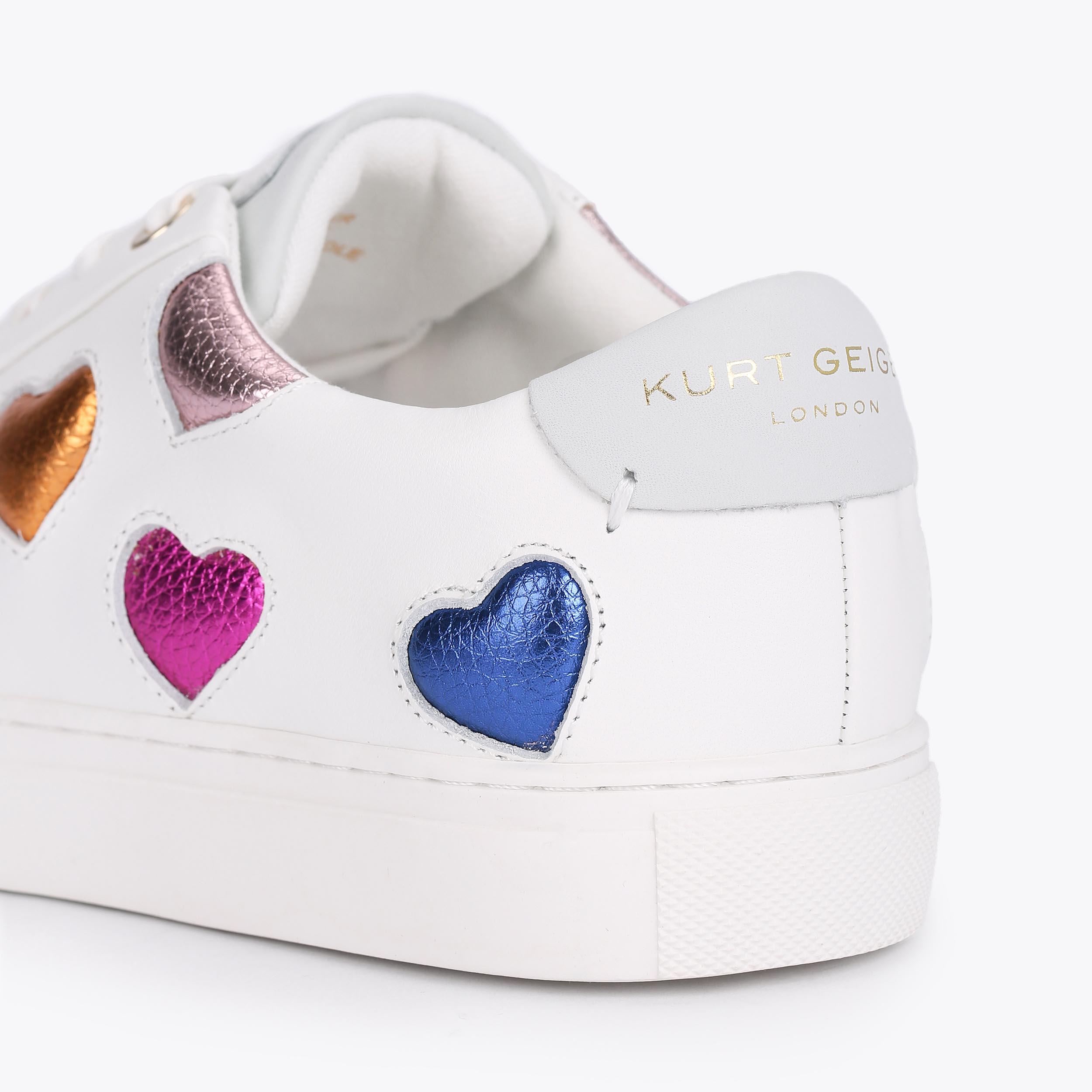 LANE LOVE White Heart Detail Sneakers by KURT GEIGER LONDON