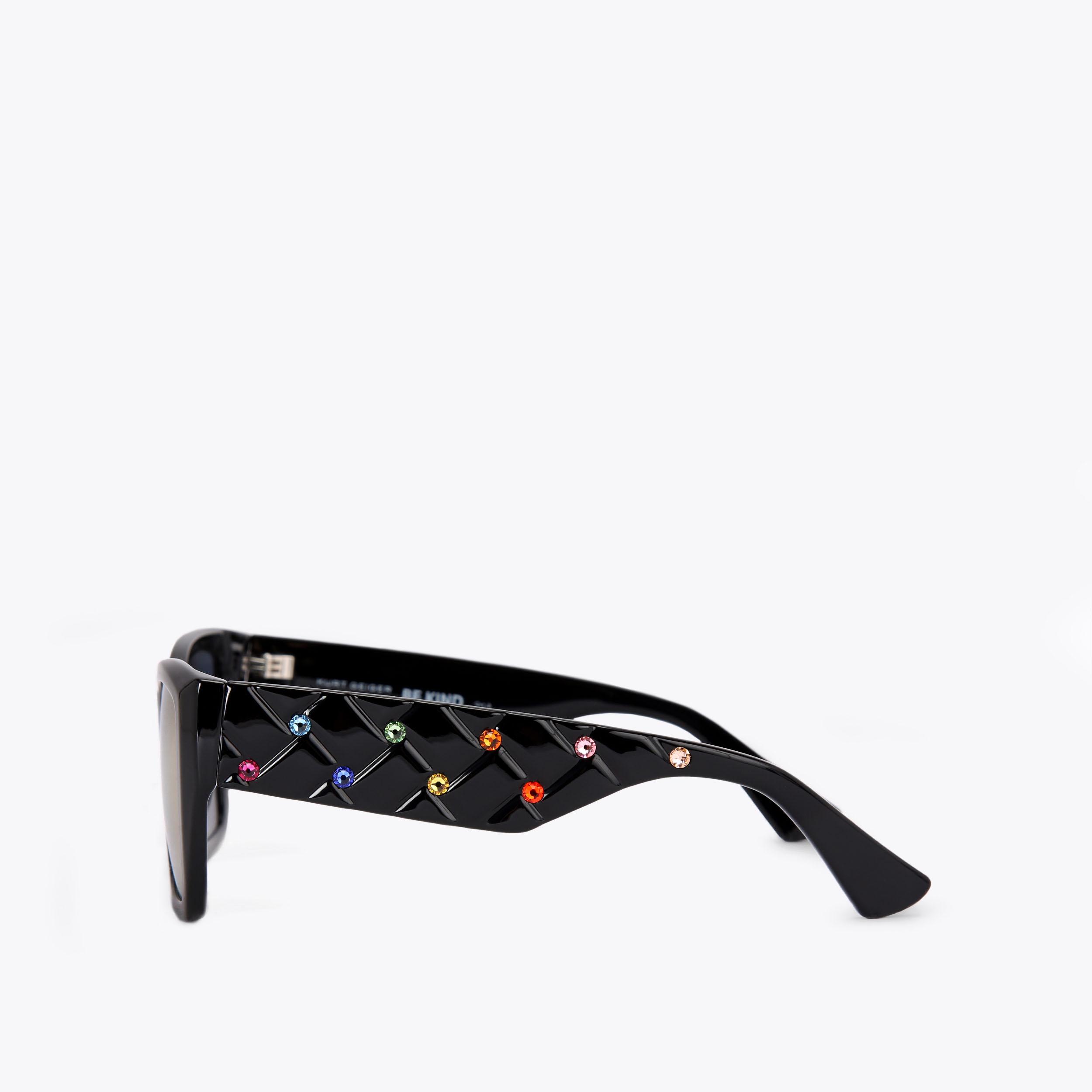 KENSINGTON RECTANGLE C Black Rectangle Sunglasses by KURT GEIGER LONDON