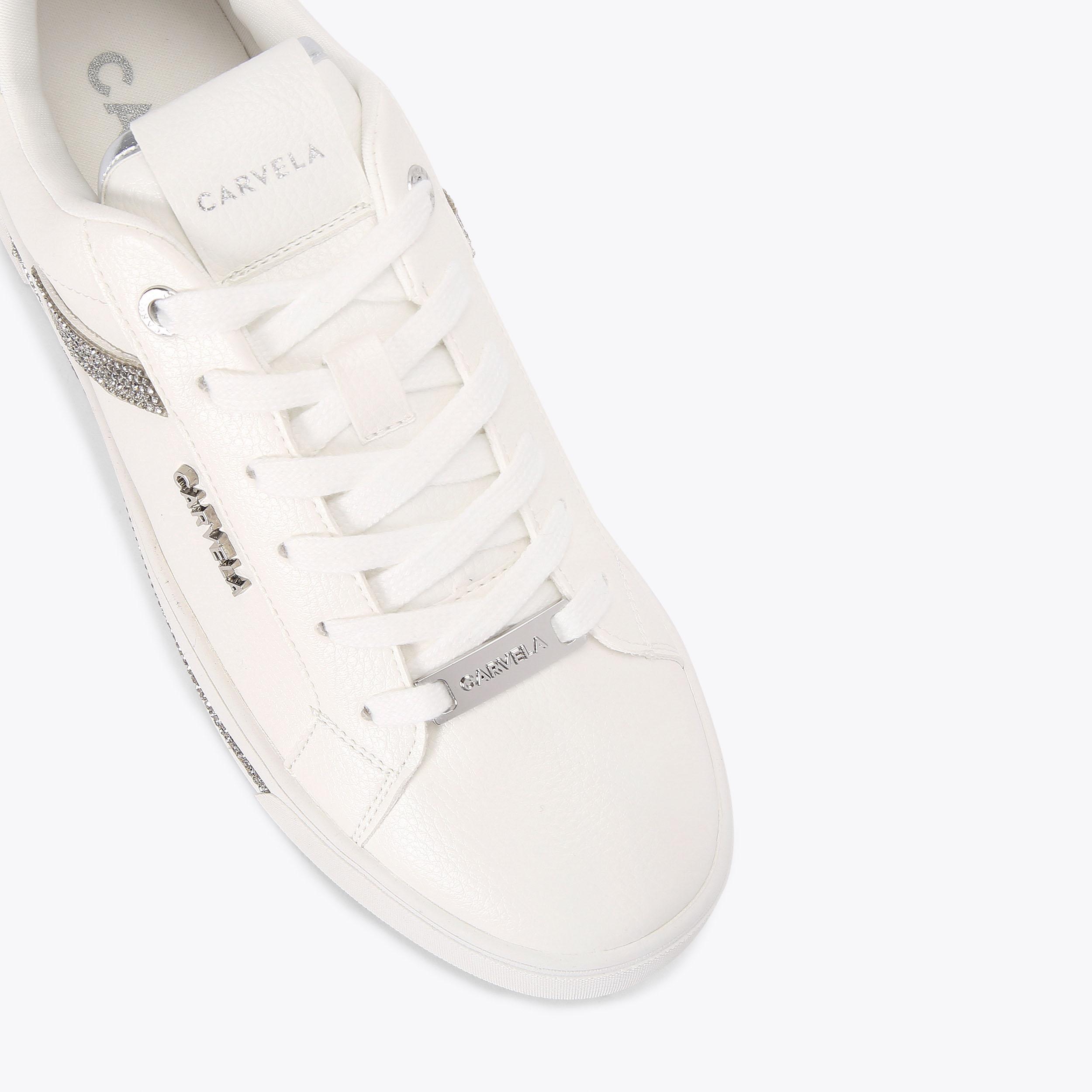 DAZE JEWEL White Lace Up Trainers by CARVELA