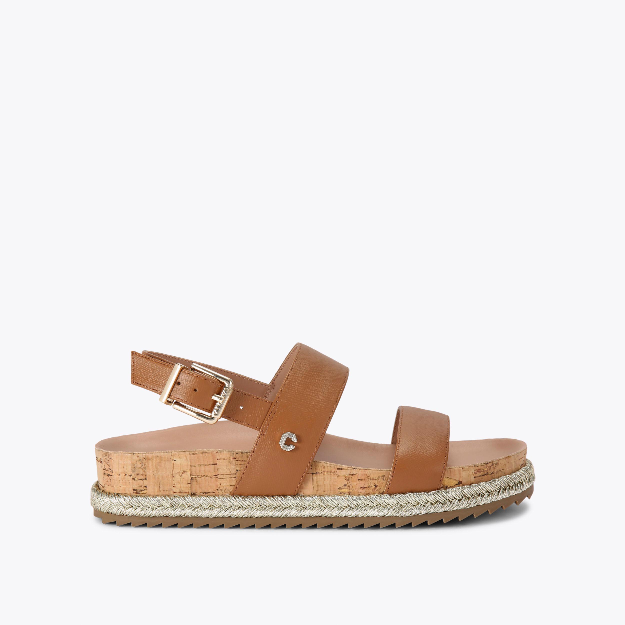 carvela by kurt geiger GALA FLATFORM Brown Leather Flatform Sandals by CARVELA