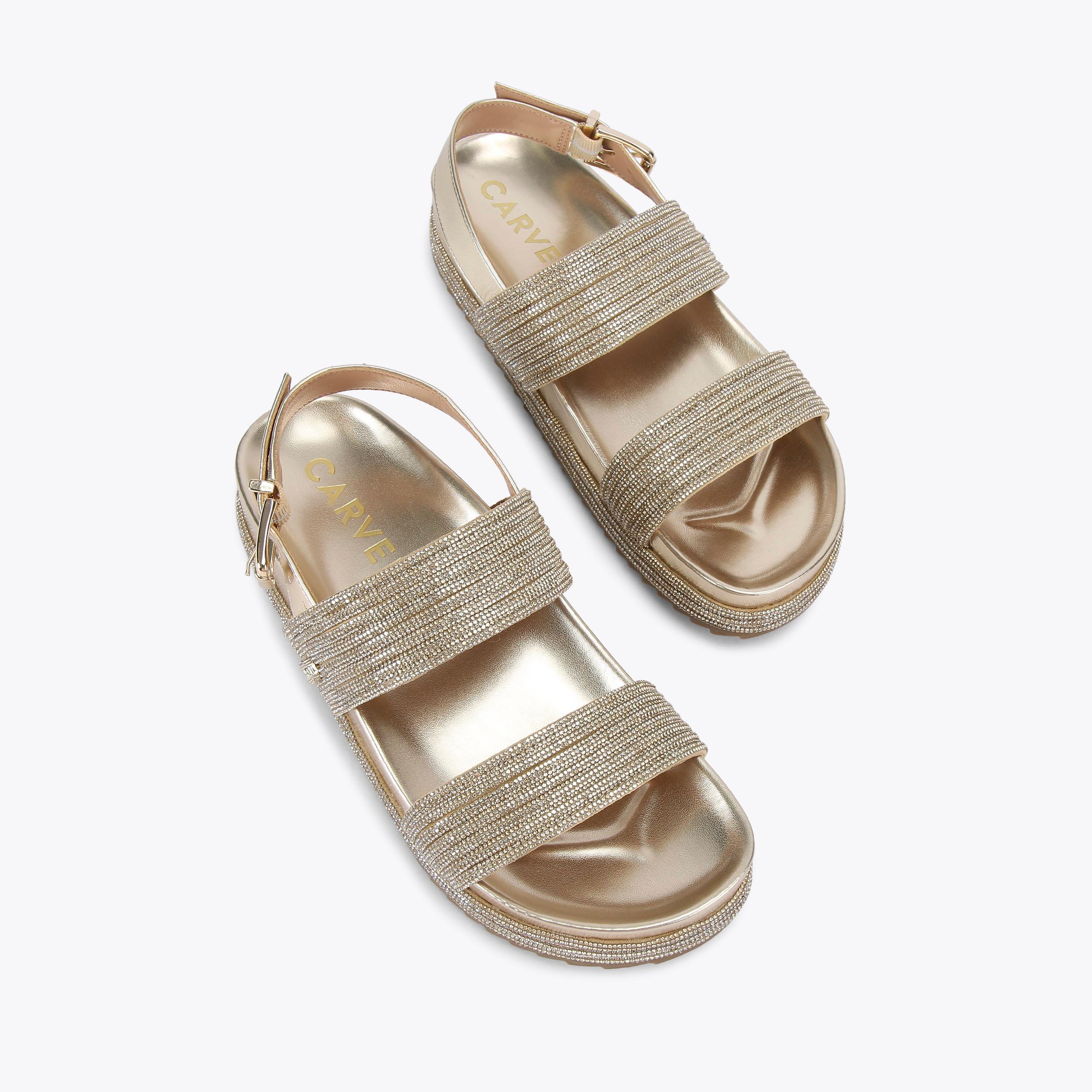 GALA FLATFORM Gold Flatform Sandals by CARVELA