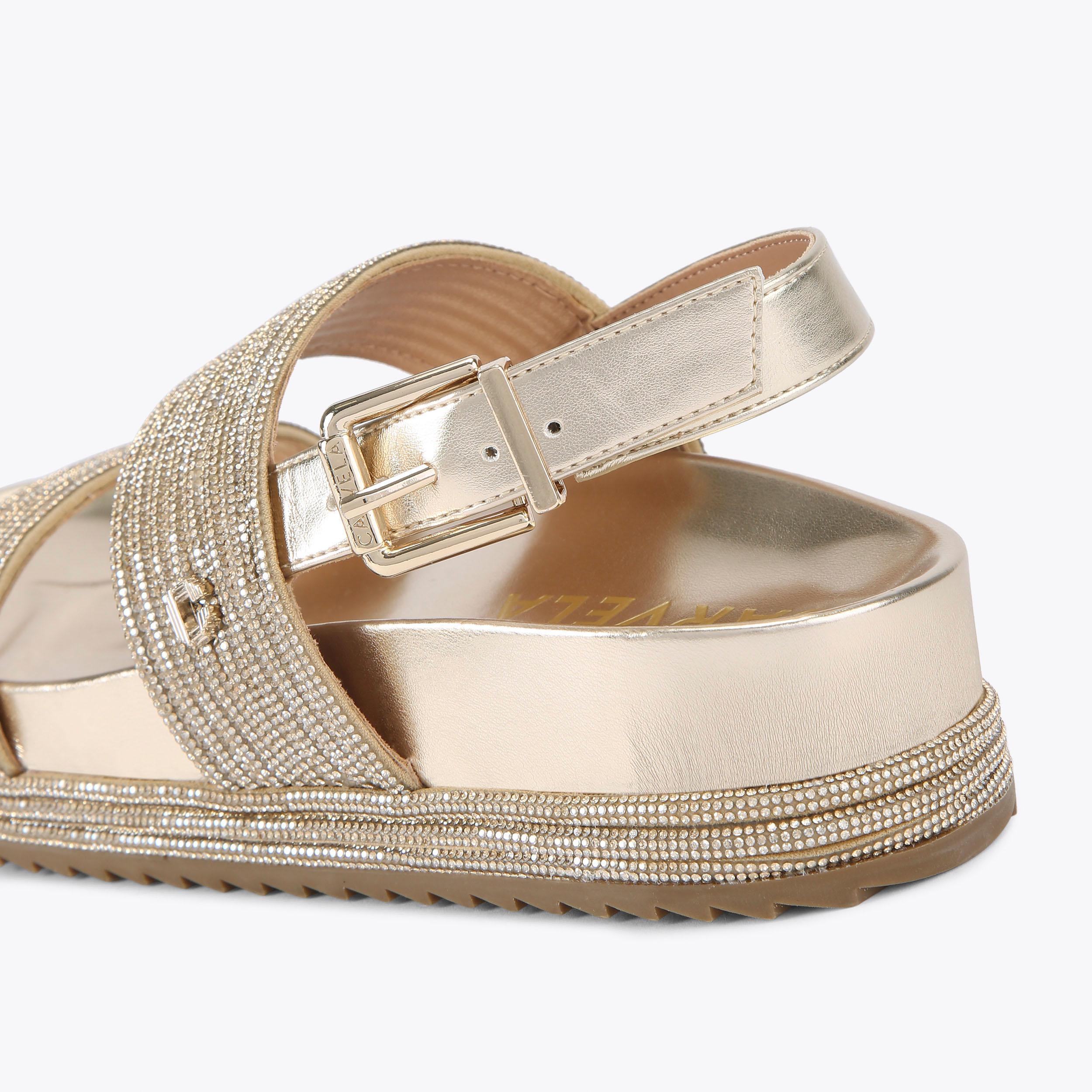 GALA FLATFORM Gold Flatform Sandals by CARVELA