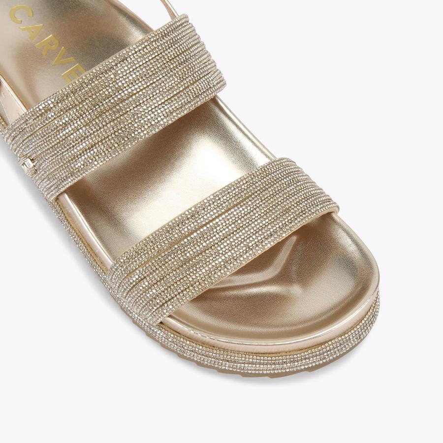 Gold flatform sandals online