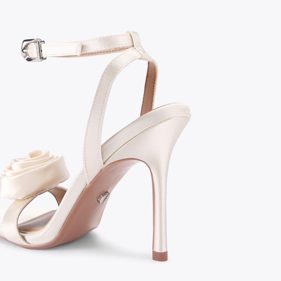 CORSAGE SANDAL 100 White Satin Heels by CARVELA