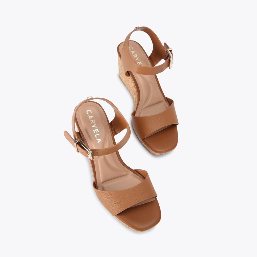 Carvela tan wedge sandals hotsell