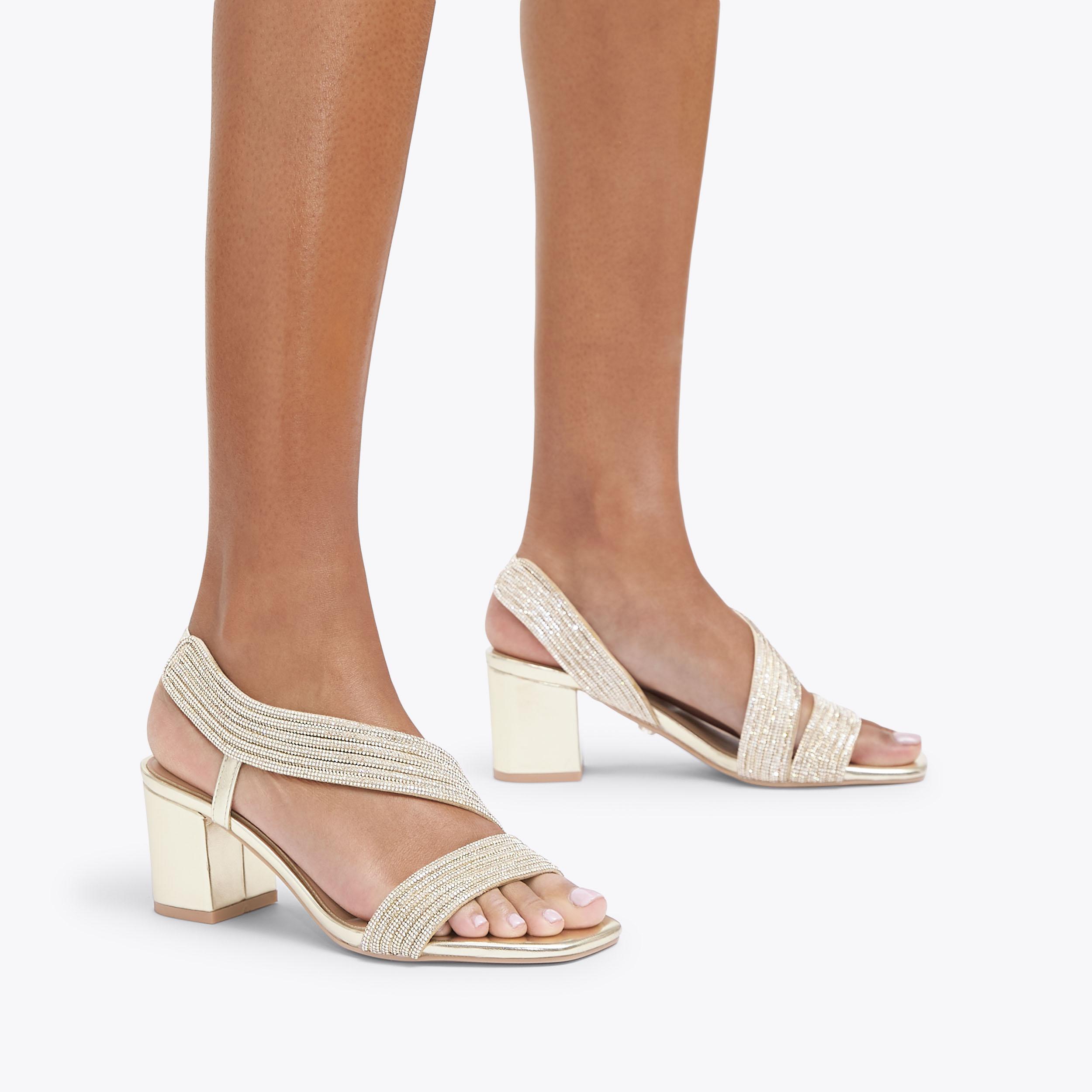 GALA BLOCK JEWEL 60 Gold Crystal Block Heel by CARVELA