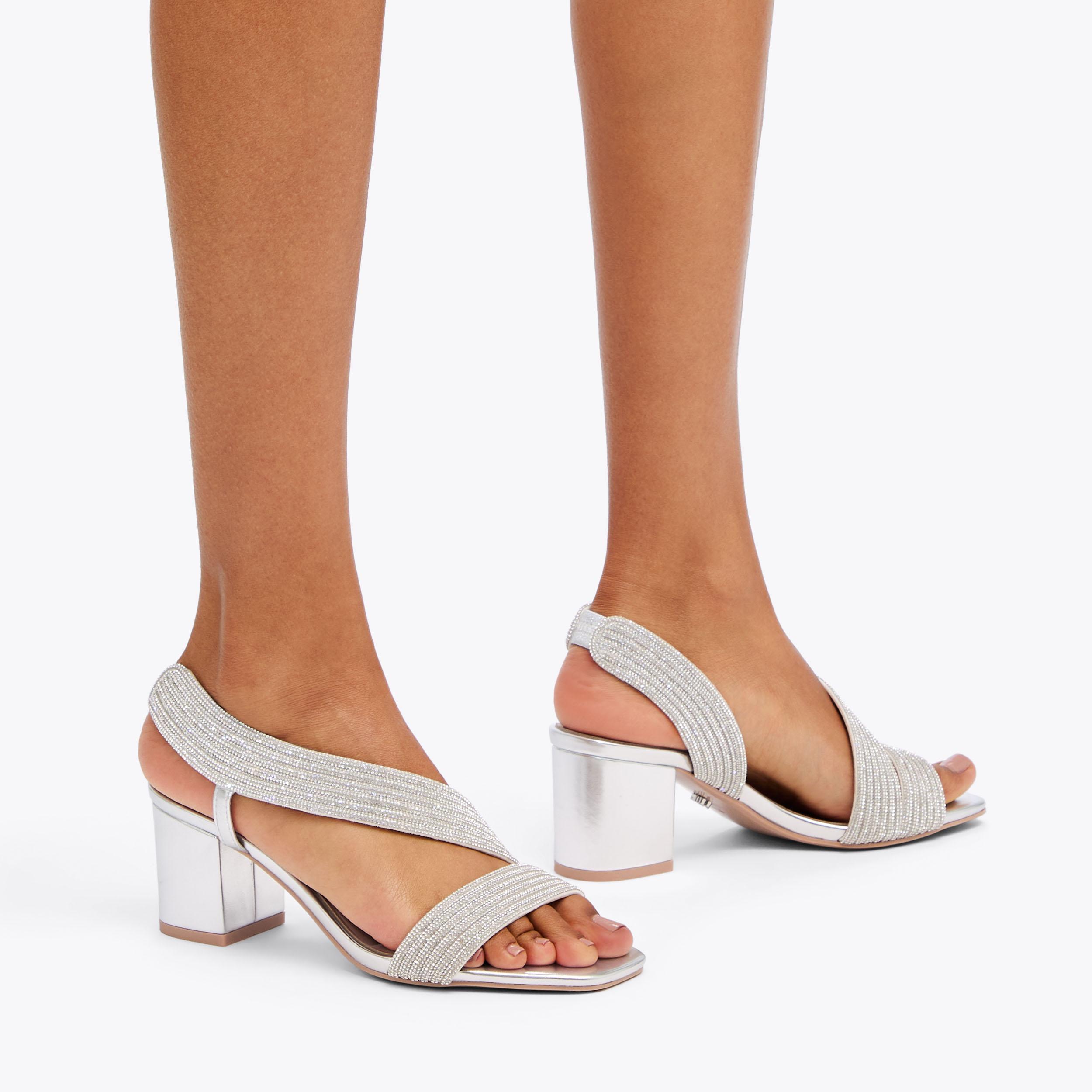 GALA BLOCK JEWEL 60 Silver Slingback Heel by CARVELA
