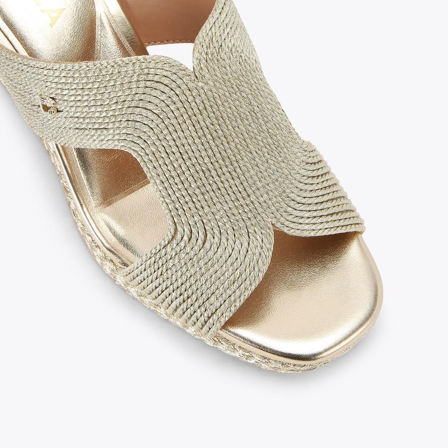 GALA WEDGE MULE 70 Gold Rope Wedge Heels by CARVELA