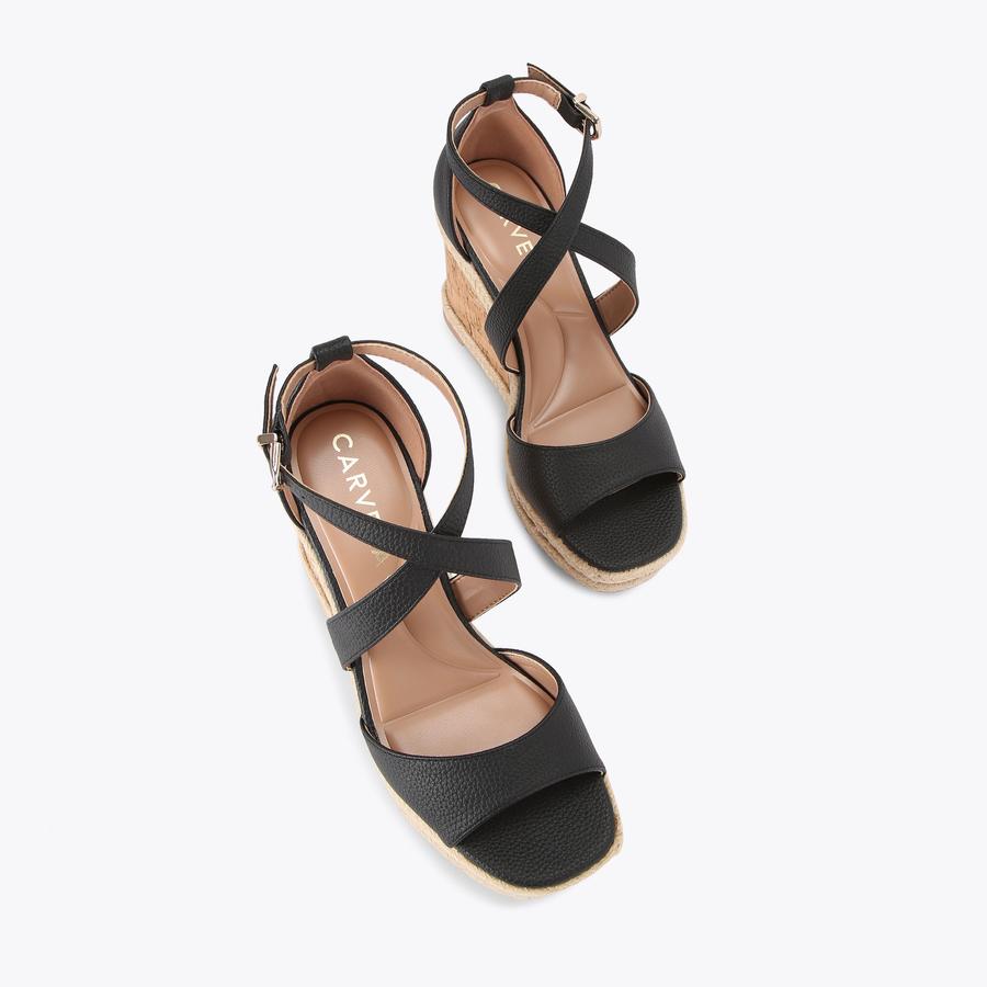 KROSS WEDGE Black Wedge Heel Sandal by CARVELA