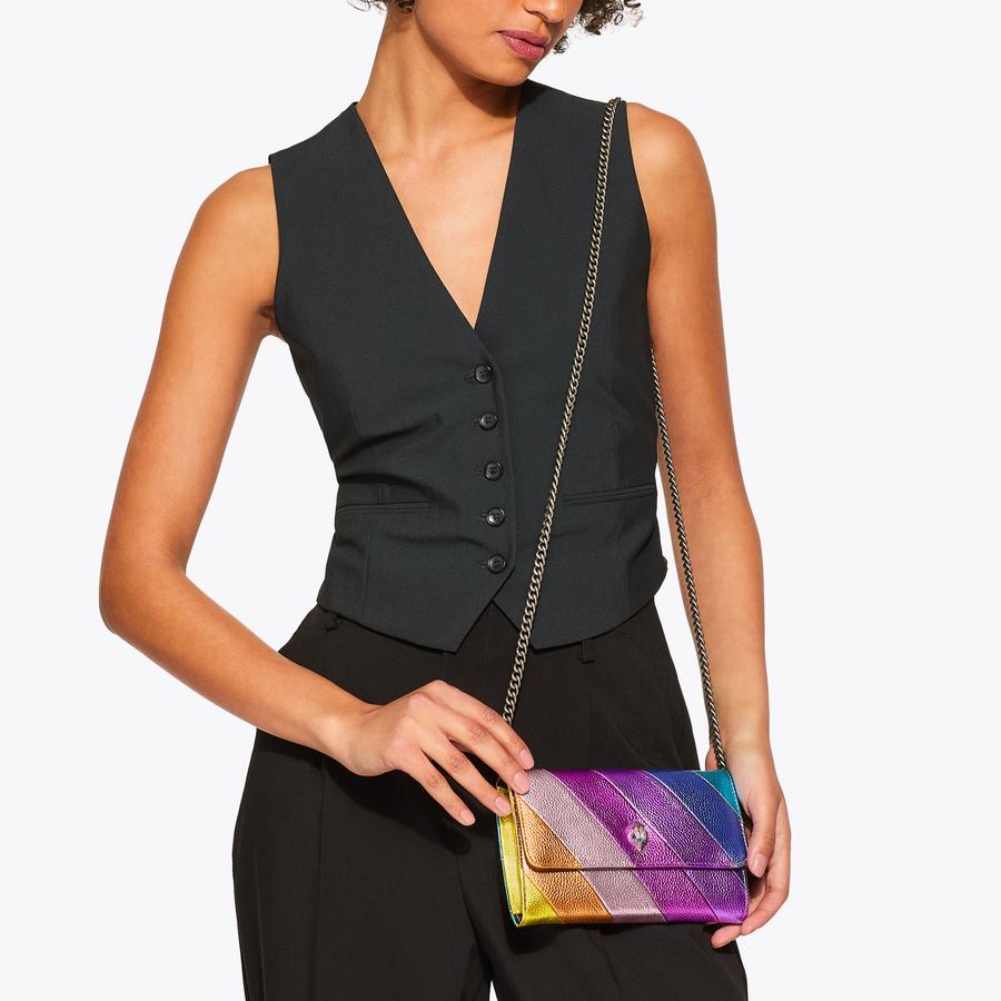 K STRIPE CHAIN WALLET Kensington Rainbow Stripe Leather Bag K STRIPE CHAIN WALLET Kensington Rainbow Stripe Leather Bag