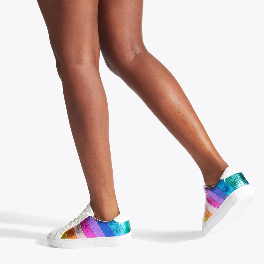 LANE STRIPE Metallic Rainbow Leather Sneakers by KURT GEIGER