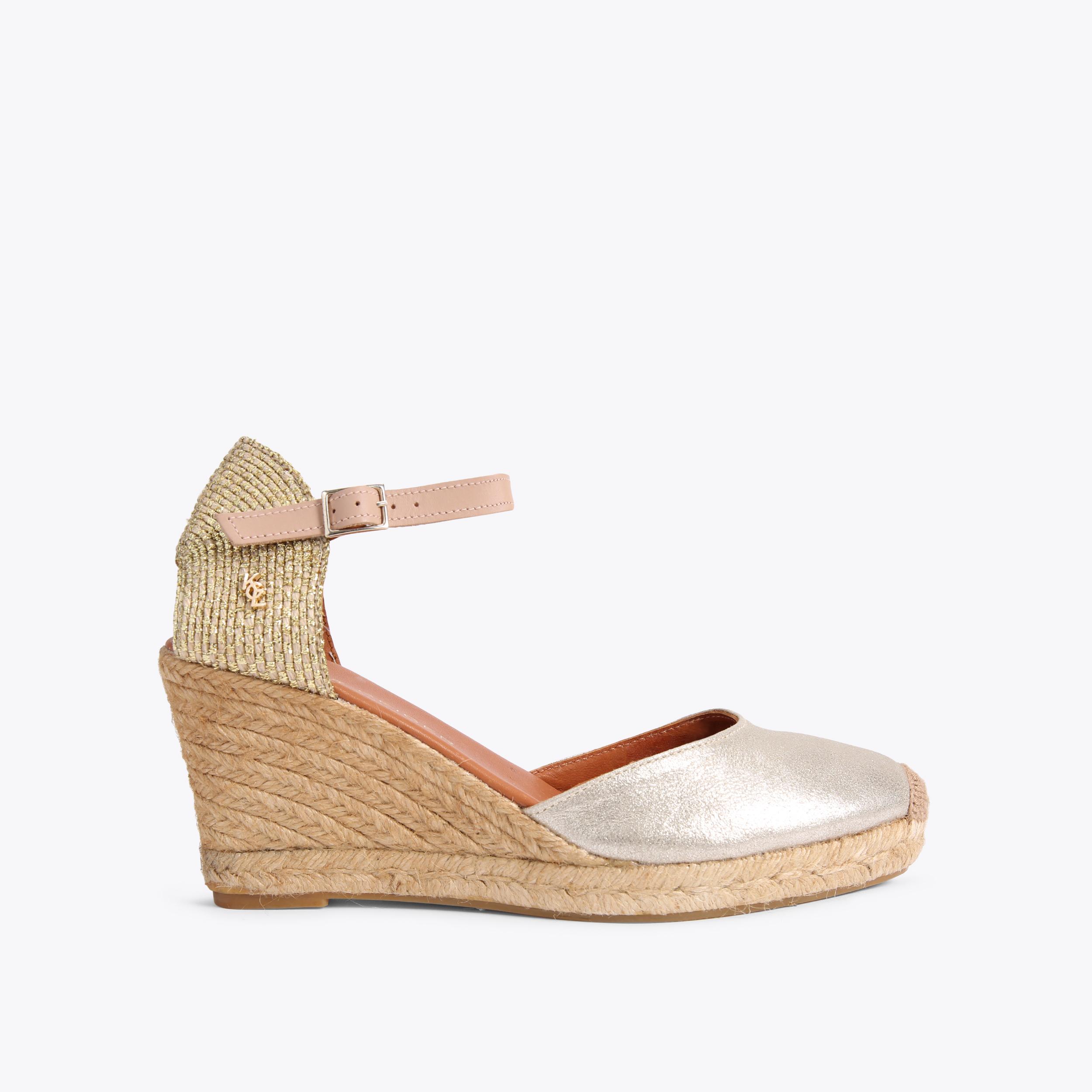 MONTY Cream Leather Espadrille Wedges by KURT GEIGER LONDON