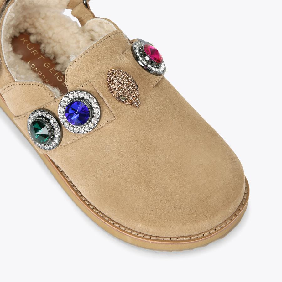 OCTAVIA CASUAL SLING MULE Beige Suede Sandals by KURT GEIGER LONDON